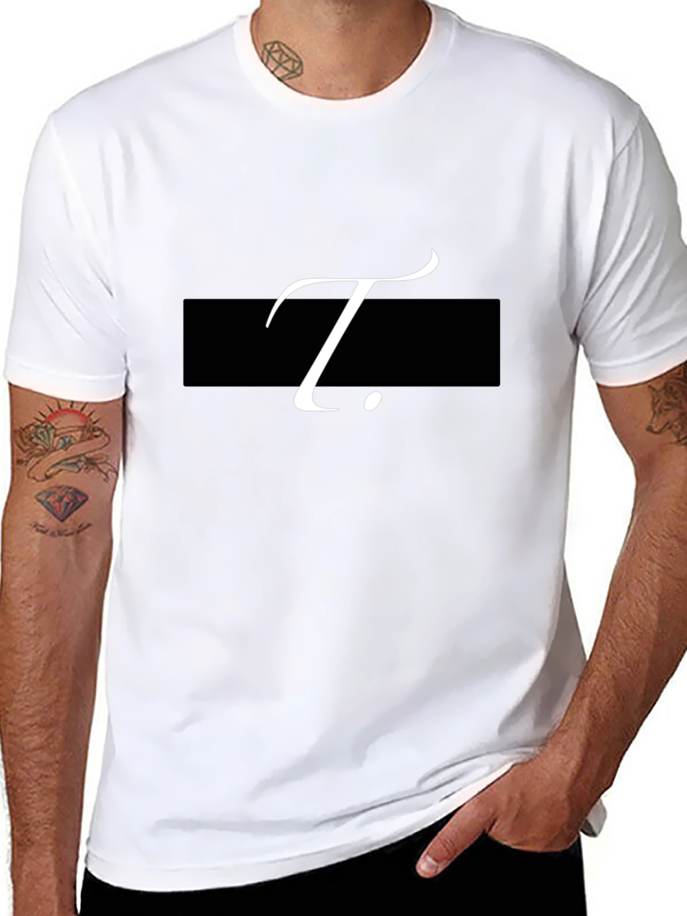 Stylish Black T-Shirt with Letter T Graphic Print