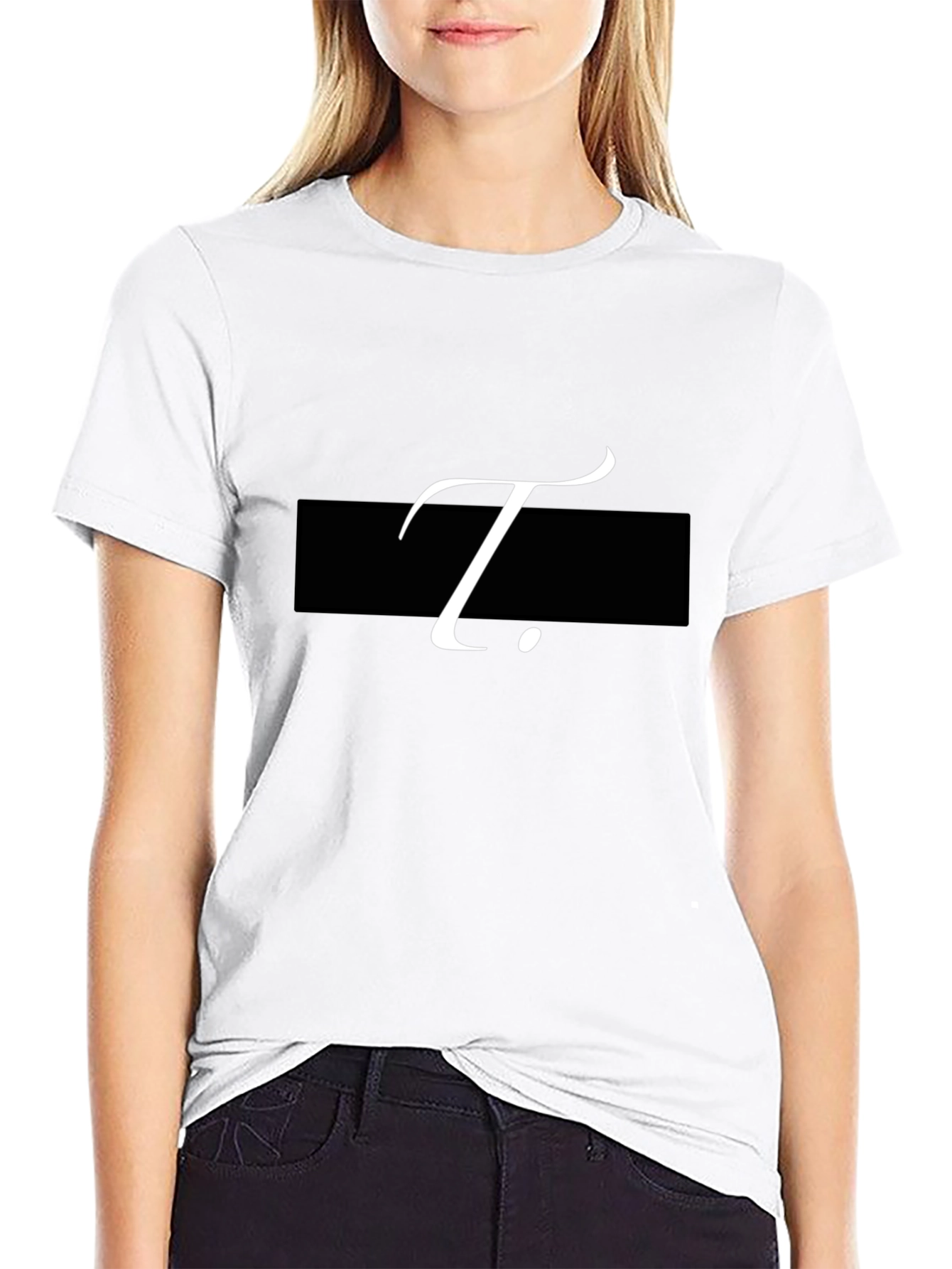 Stylish Black T-Shirt with Letter T Graphic Print