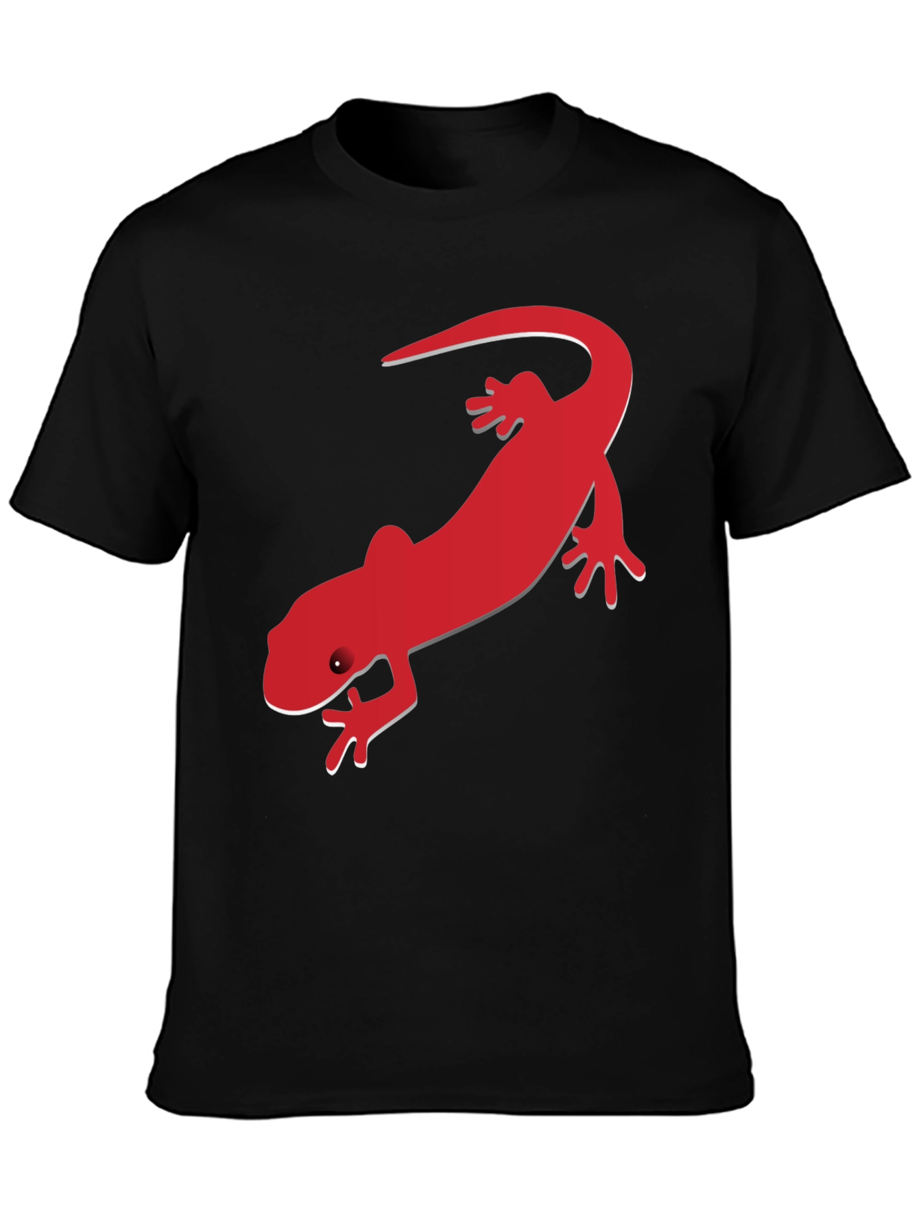 Mens Black T-Shirt with Red Lizard Print