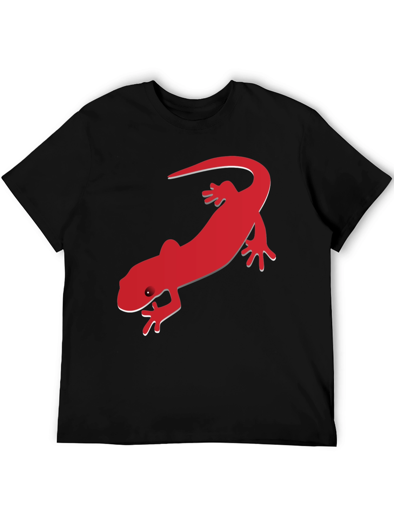 Mens Black T-Shirt with Red Lizard Print