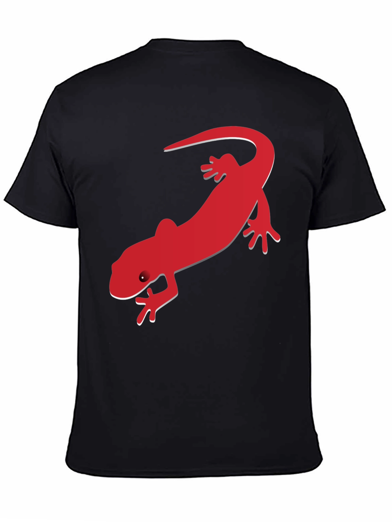 Mens Black T-Shirt with Red Lizard Print
