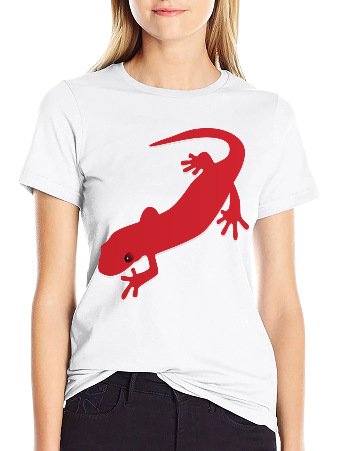 Mens Black T-Shirt with Red Lizard Print