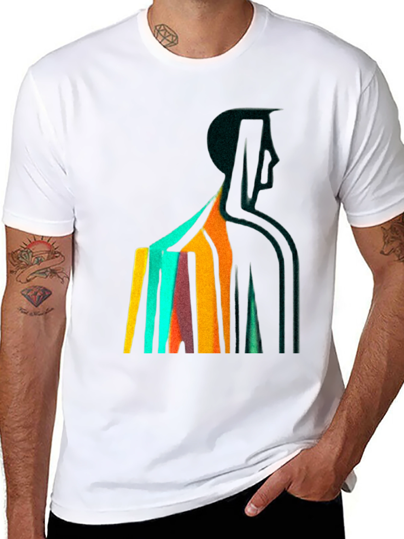 Abstract Figure Graphic Tee - Modern Art T-Shirt