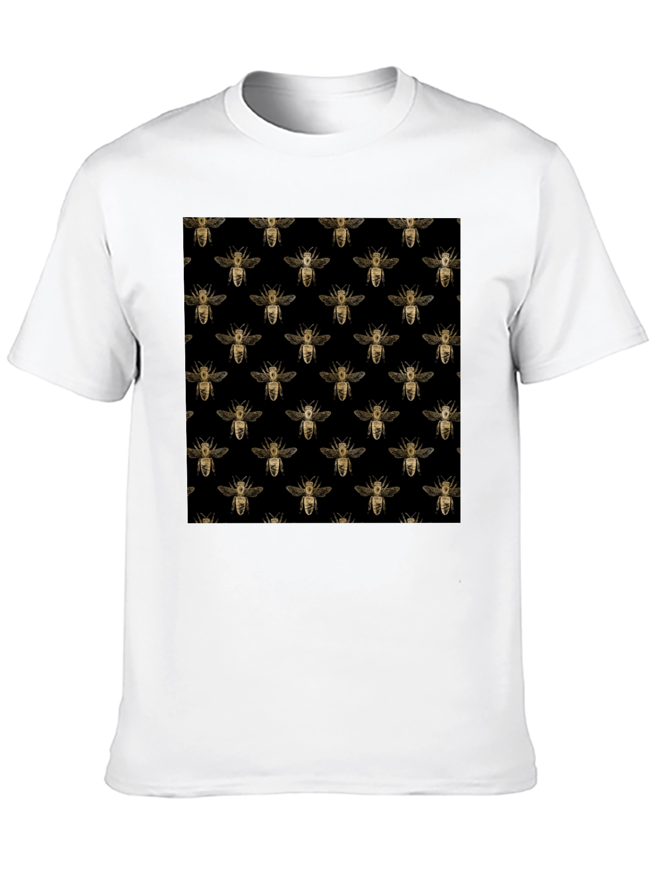 Honey Bee Pattern Black T-Shirt