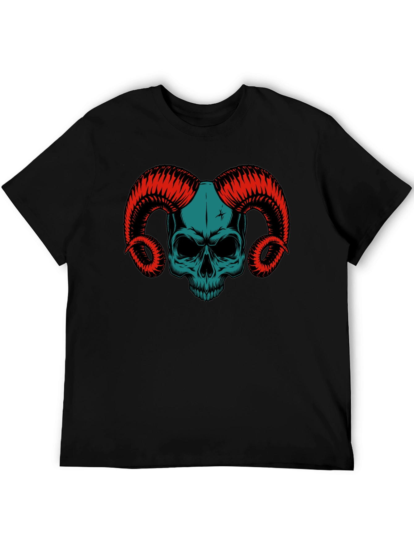 Skull & Horns Graphic Tee - Black