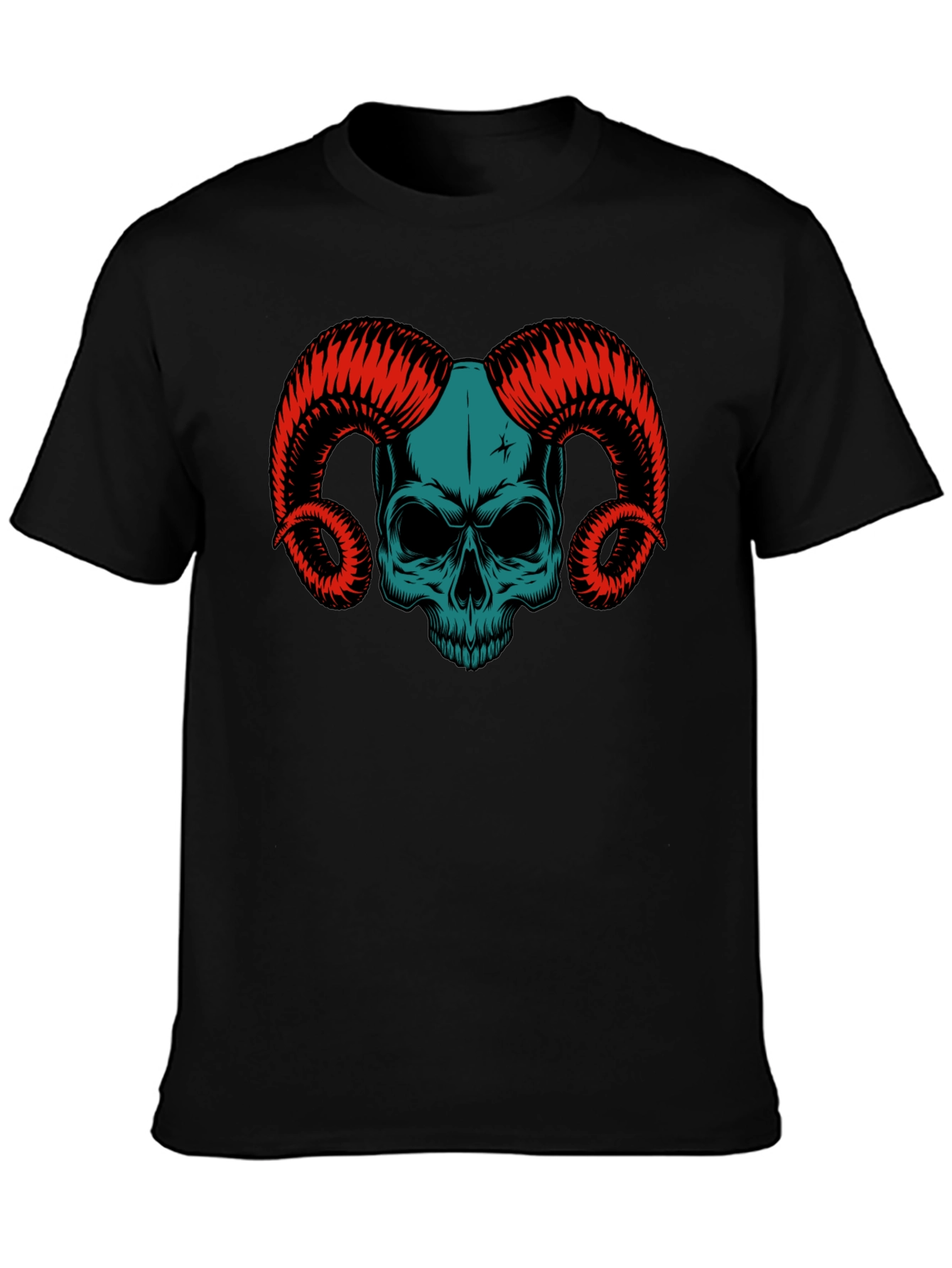 Skull & Horns Graphic Tee - Black