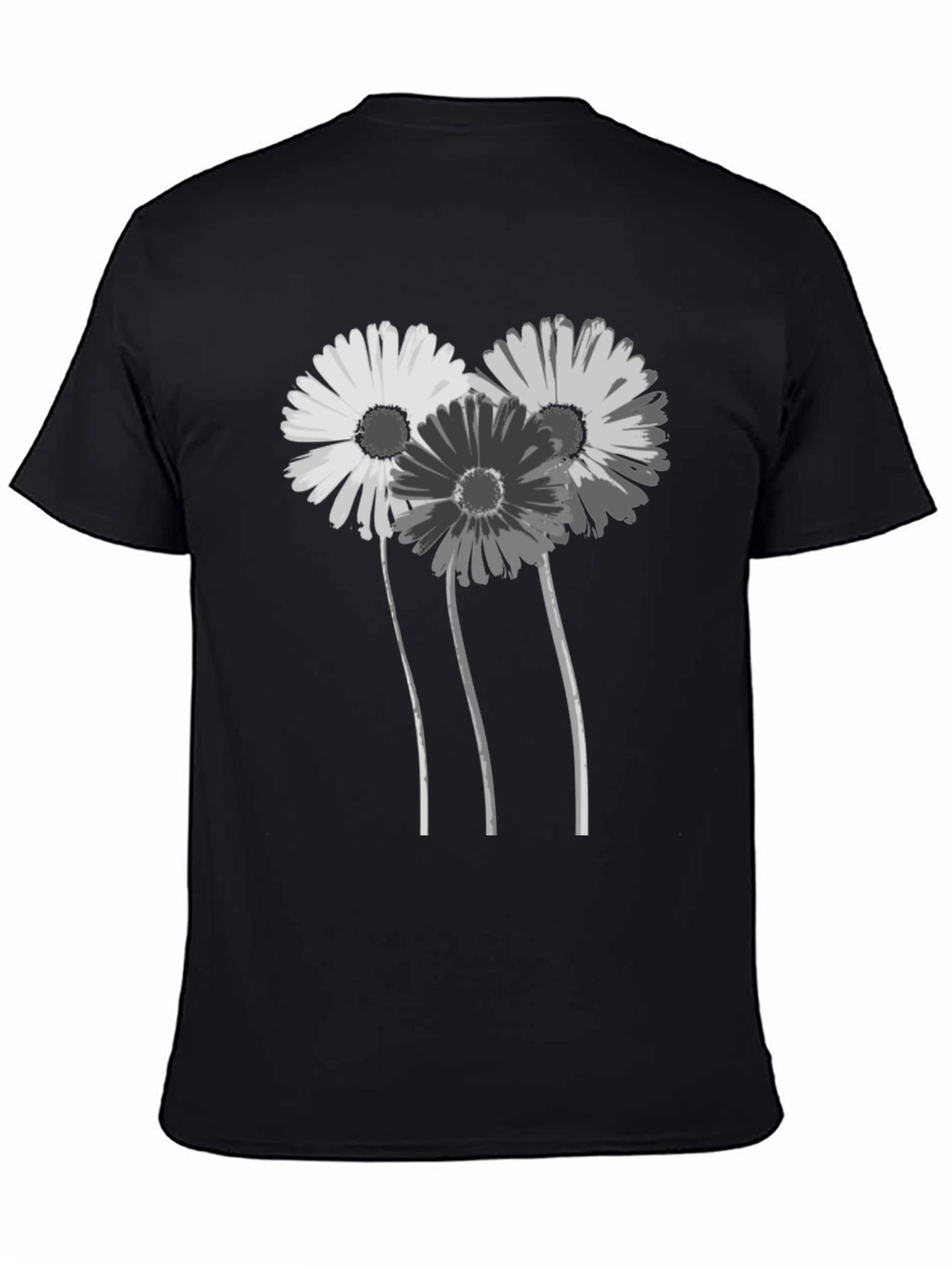 Floral Graphic Black T-Shirt - Stylish Daisy Design