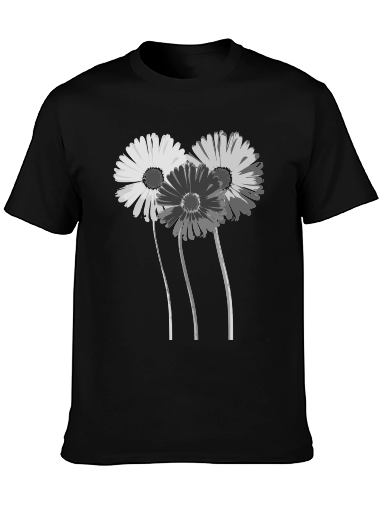 Floral Graphic Black T-Shirt - Stylish Daisy Design