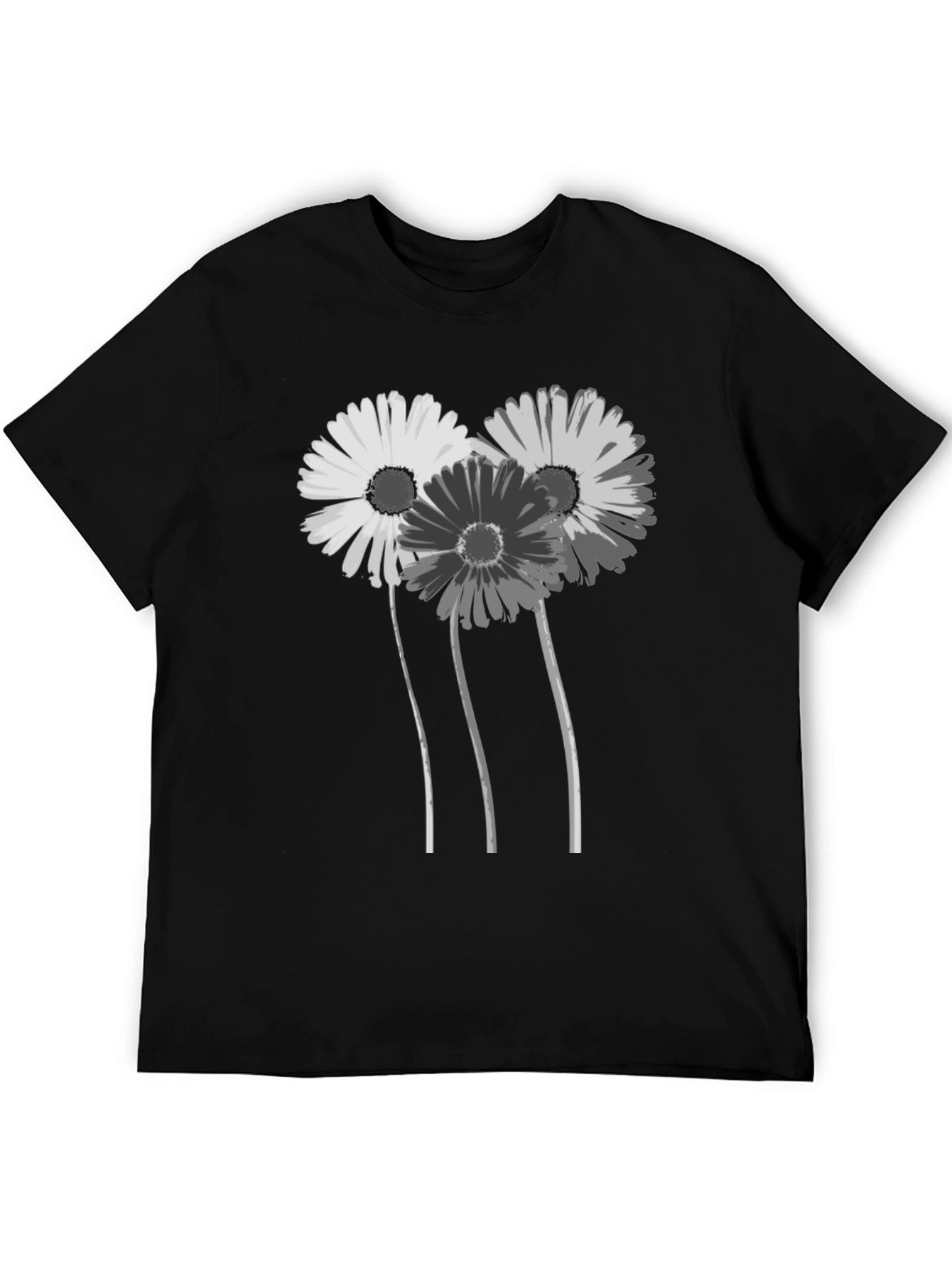 Floral Graphic Black T-Shirt - Stylish Daisy Design