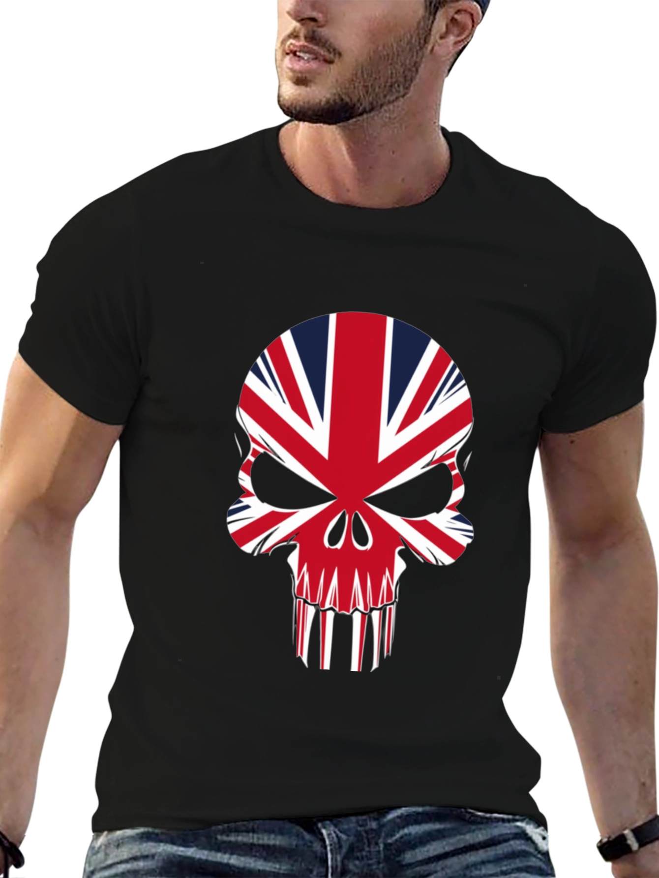 Union Jack Skull Graphic Tee - Black