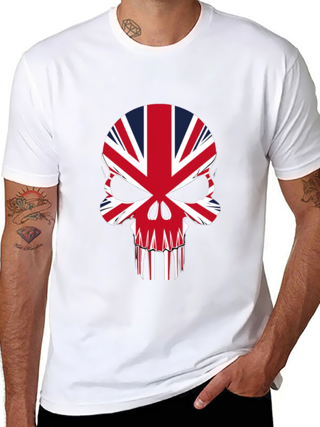 Union Jack Skull Graphic Tee - Black
