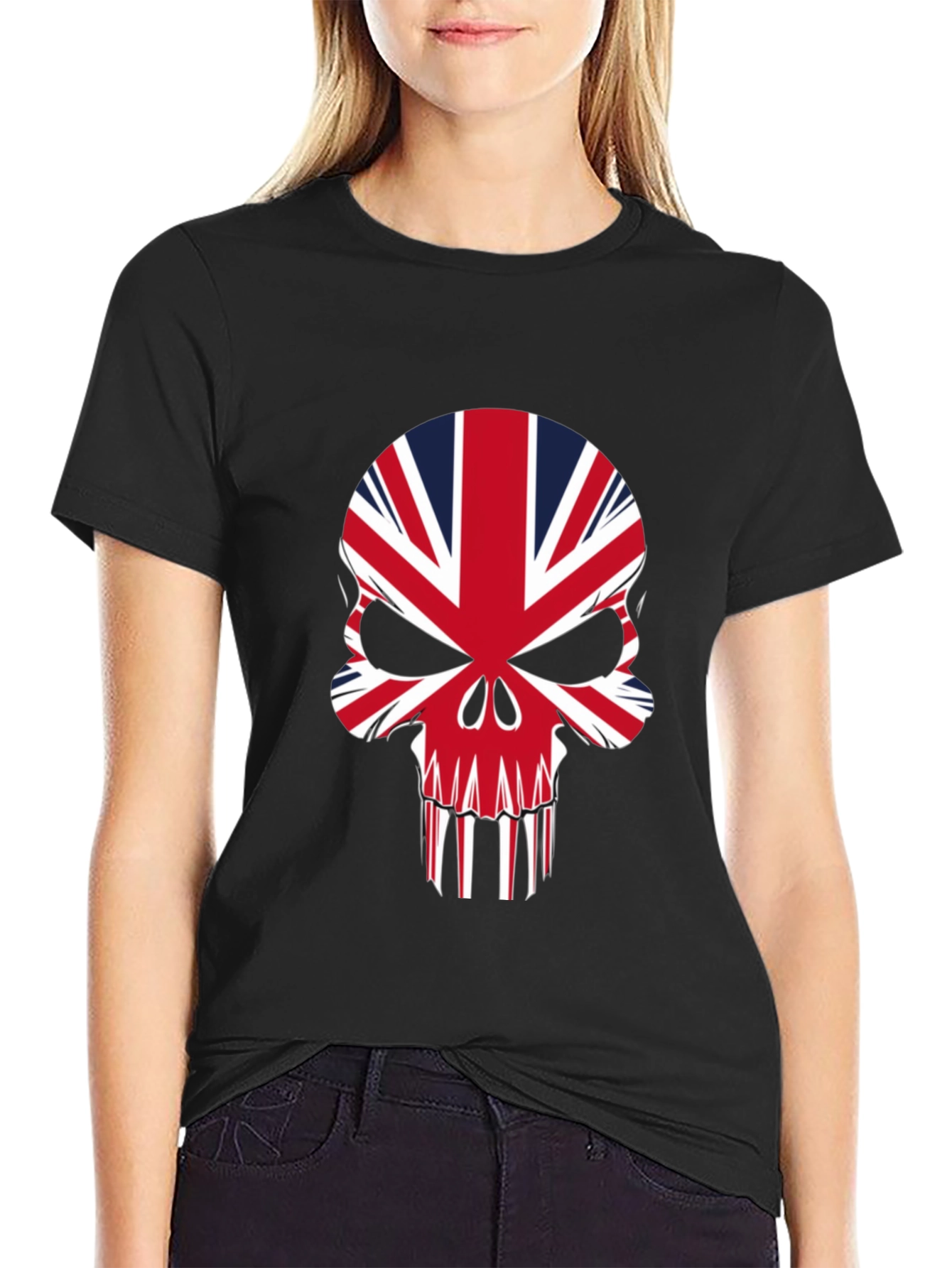 Union Jack Skull Graphic Tee - Black