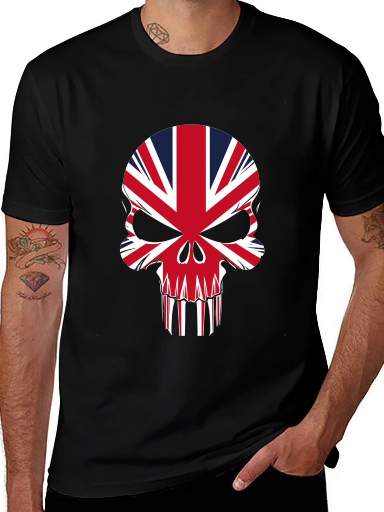 Union Jack Skull Graphic Tee - Black