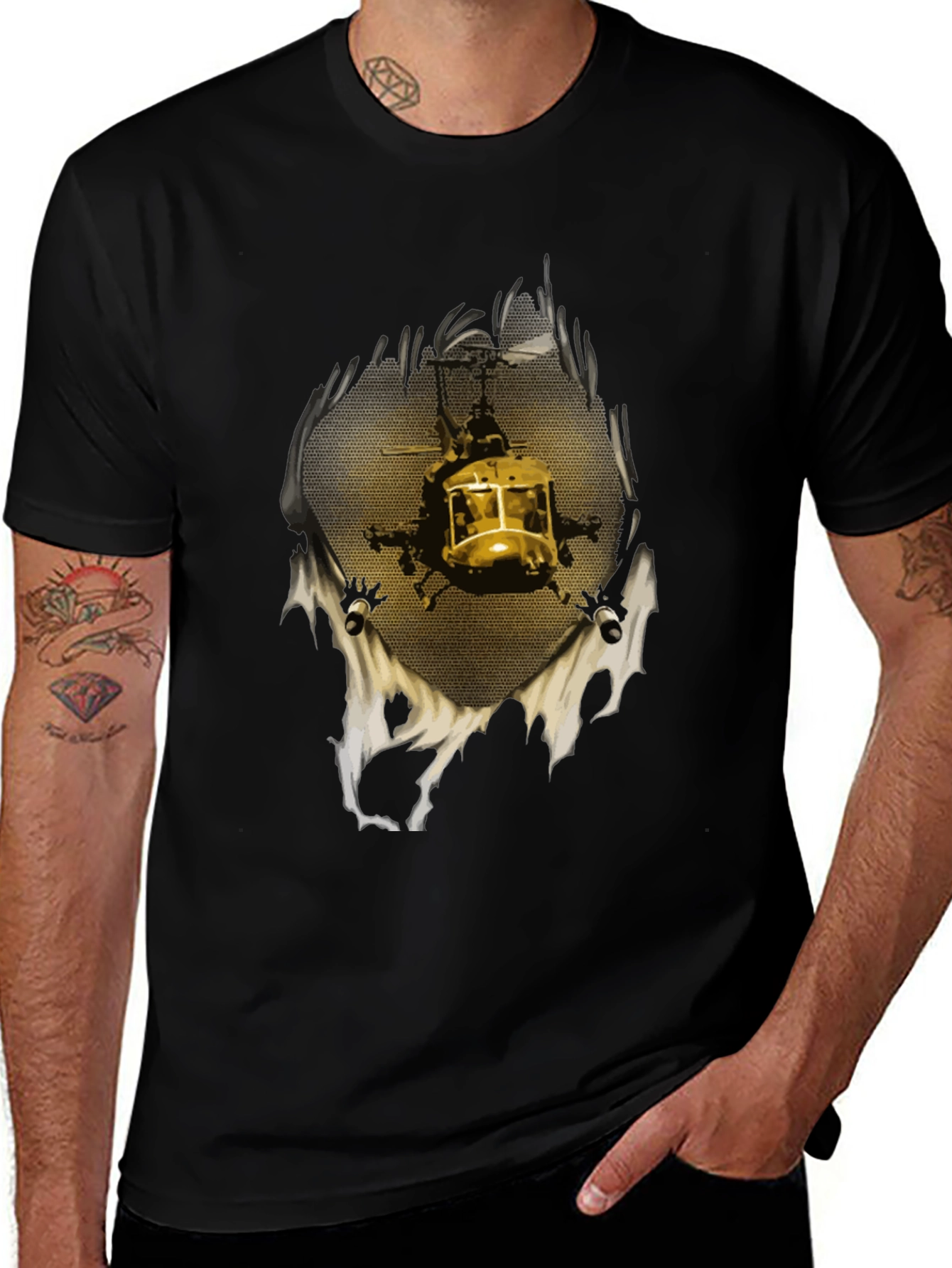 Helicopter Graphic Print T-Shirt