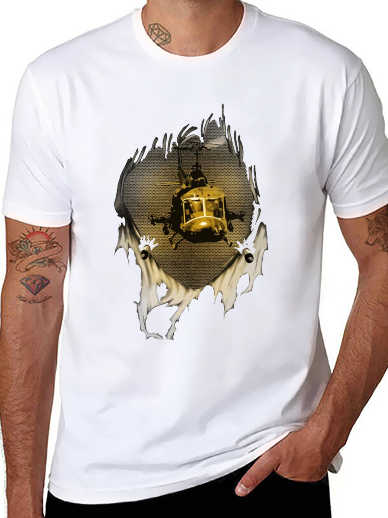 Helicopter Graphic Print T-Shirt