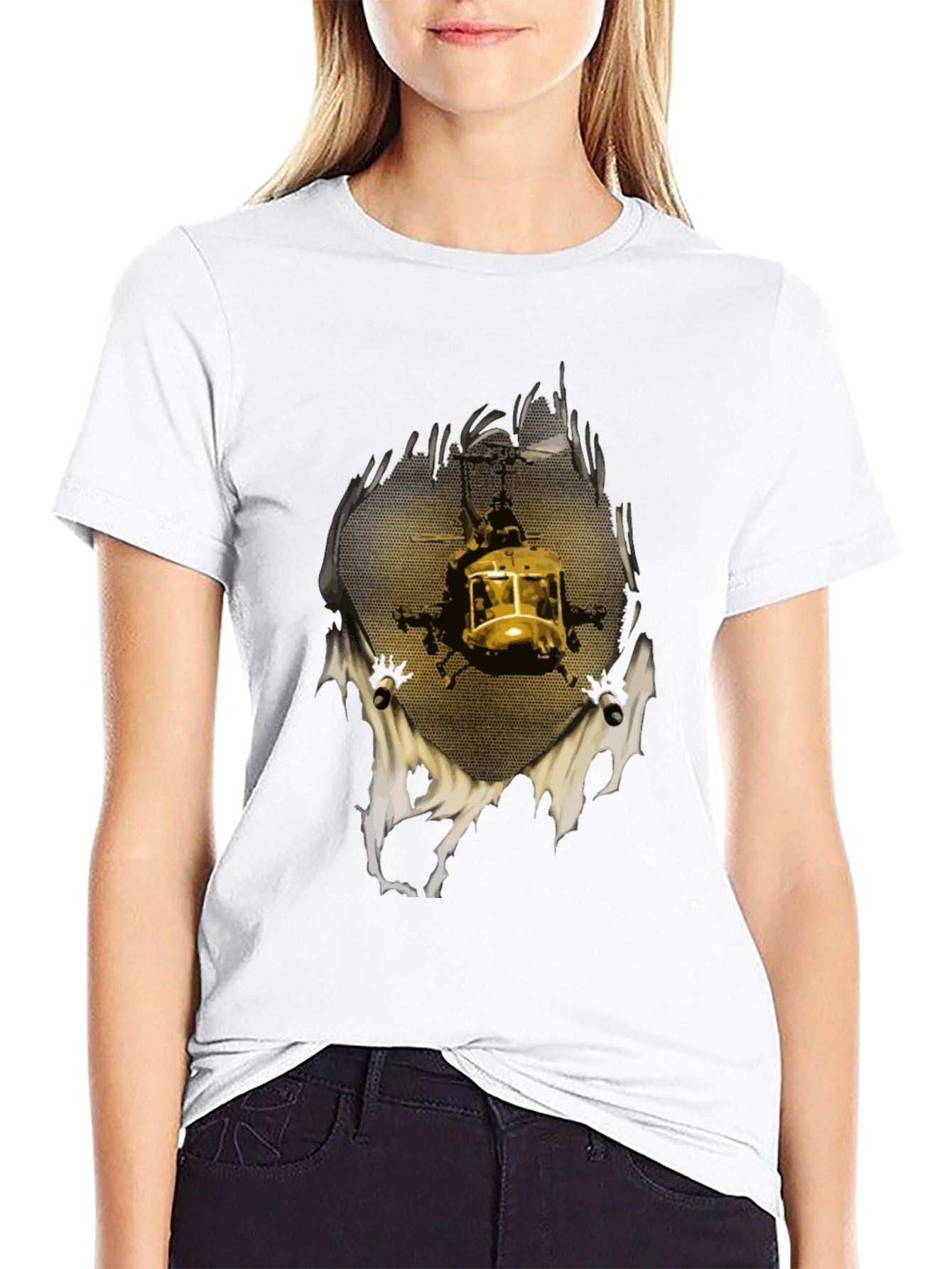 Helicopter Graphic Print T-Shirt