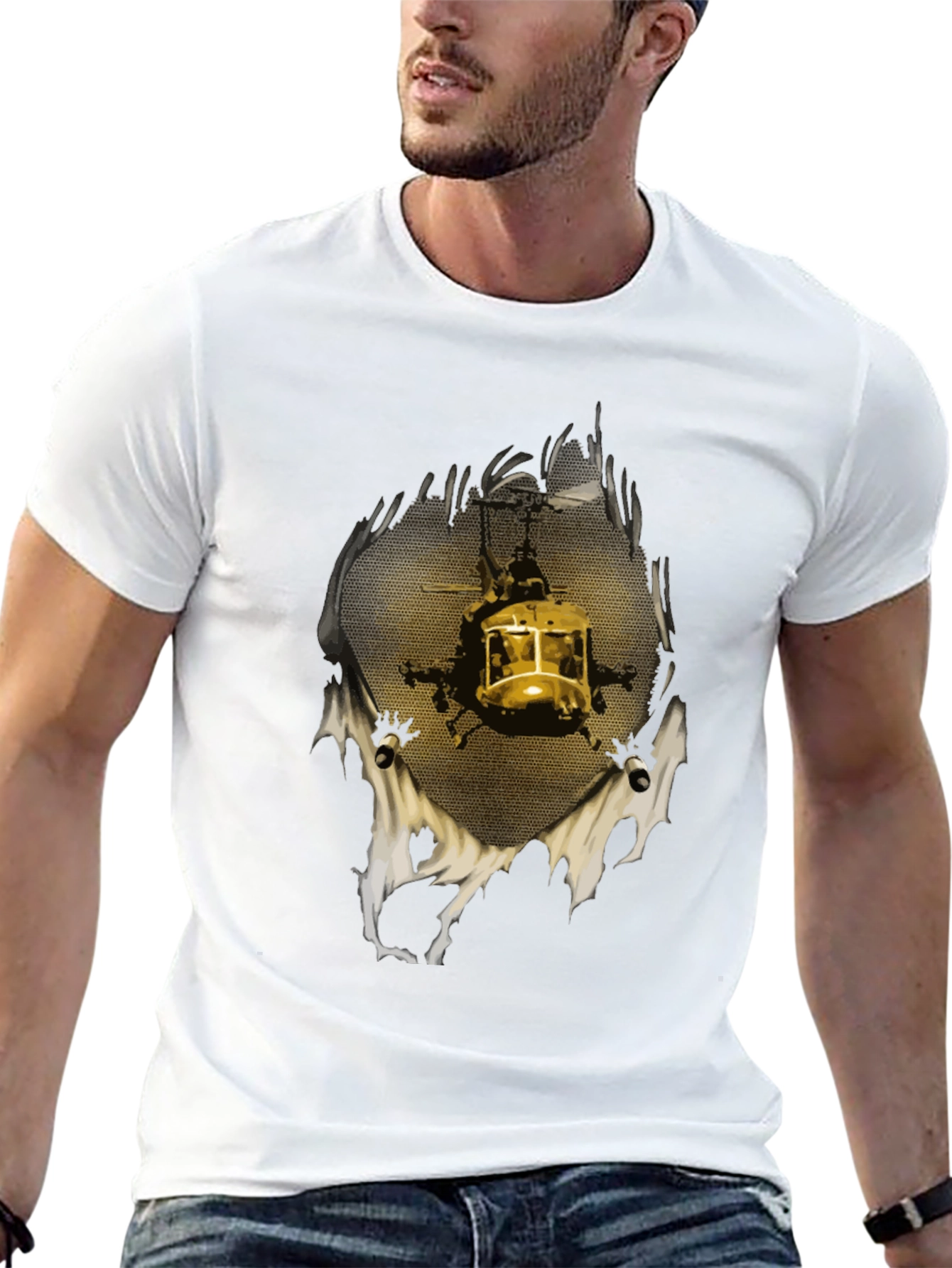 Helicopter Graphic Print T-Shirt