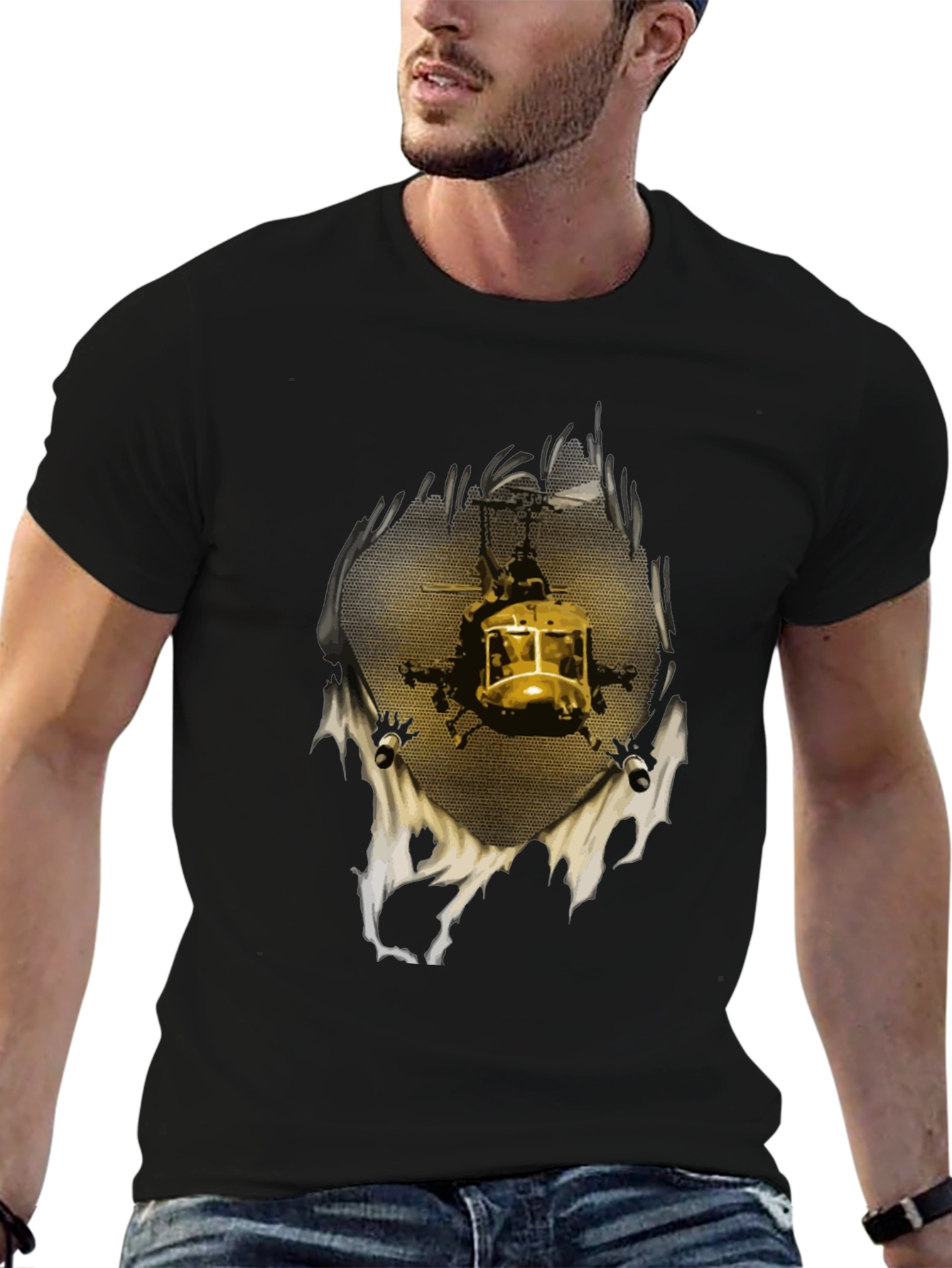 Helicopter Graphic Print T-Shirt