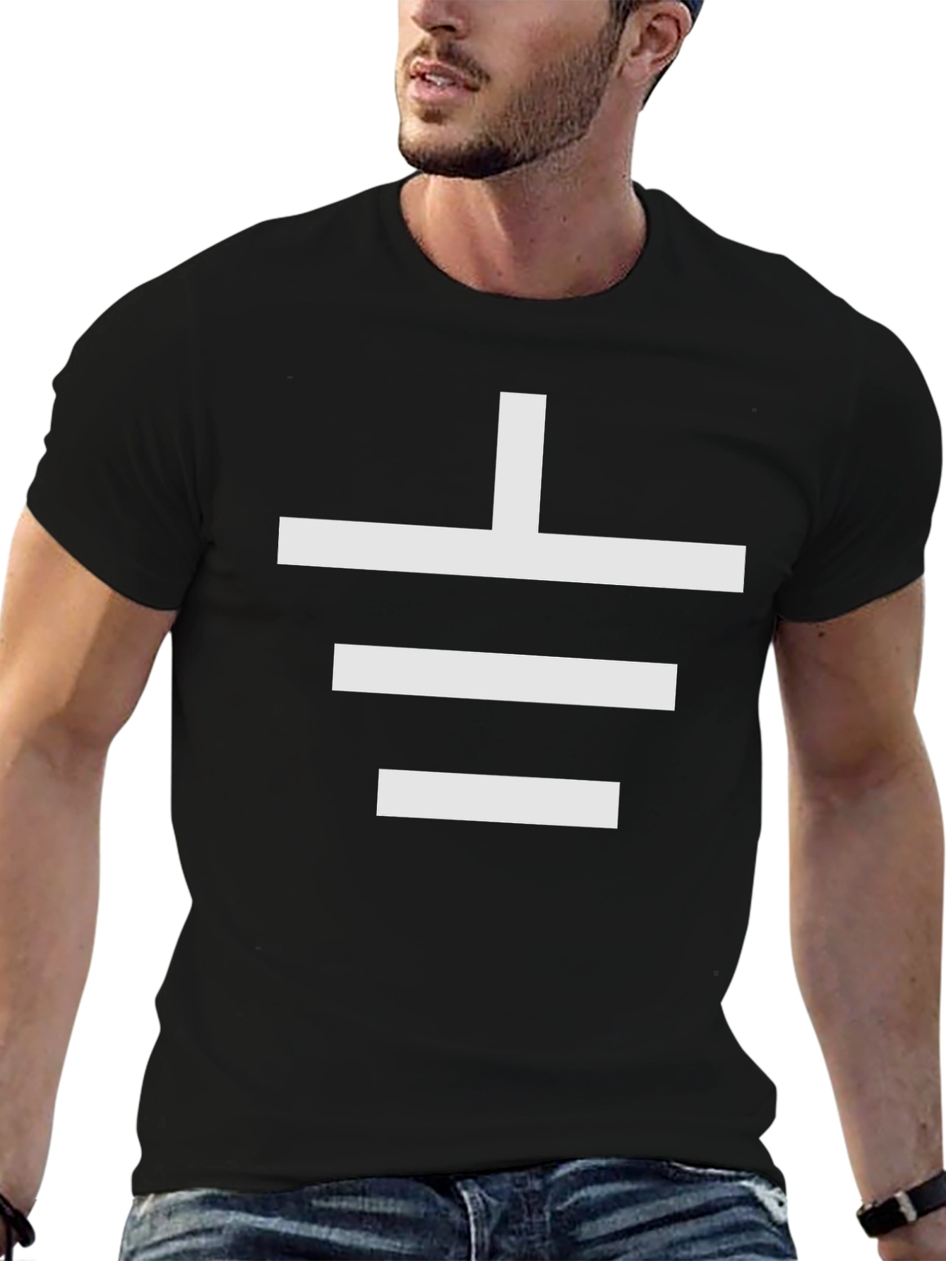 Electrical Ground Symbol Black T-Shirt