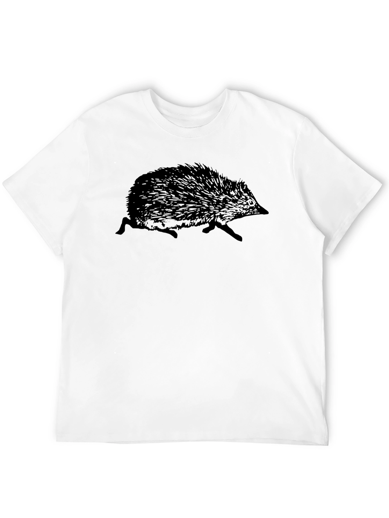 Cool Hedgehog Graphic Tee - Black Crew Neck T-Shirt