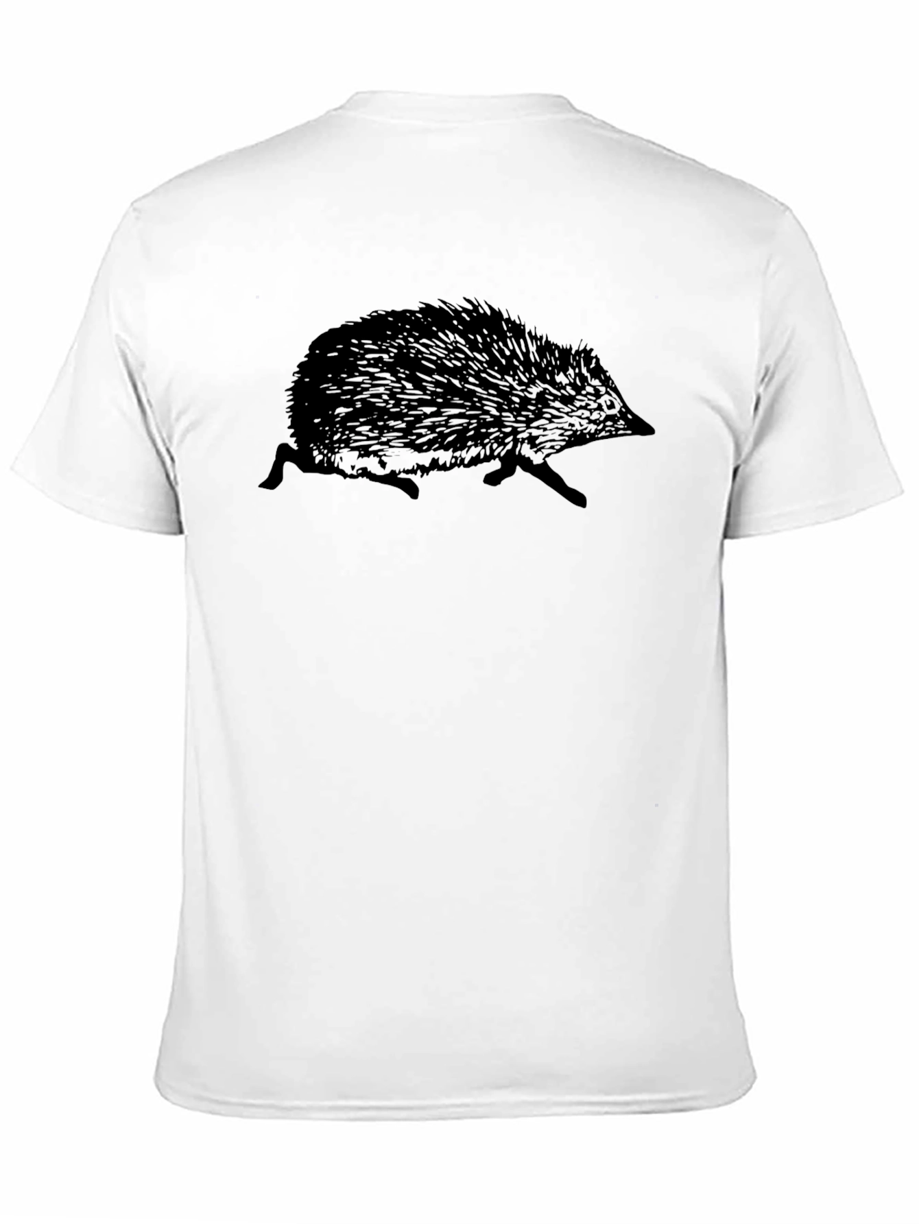 Cool Hedgehog Graphic Tee - Black Crew Neck T-Shirt