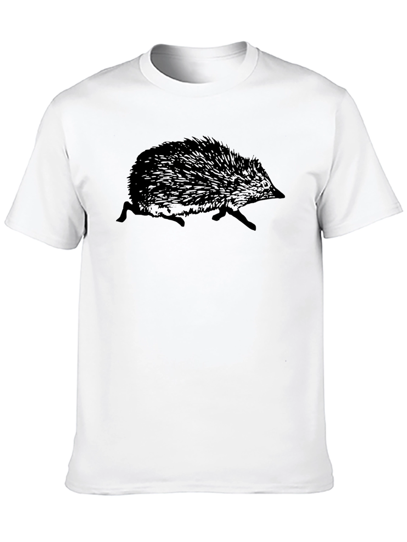 Cool Hedgehog Graphic Tee - Black Crew Neck T-Shirt