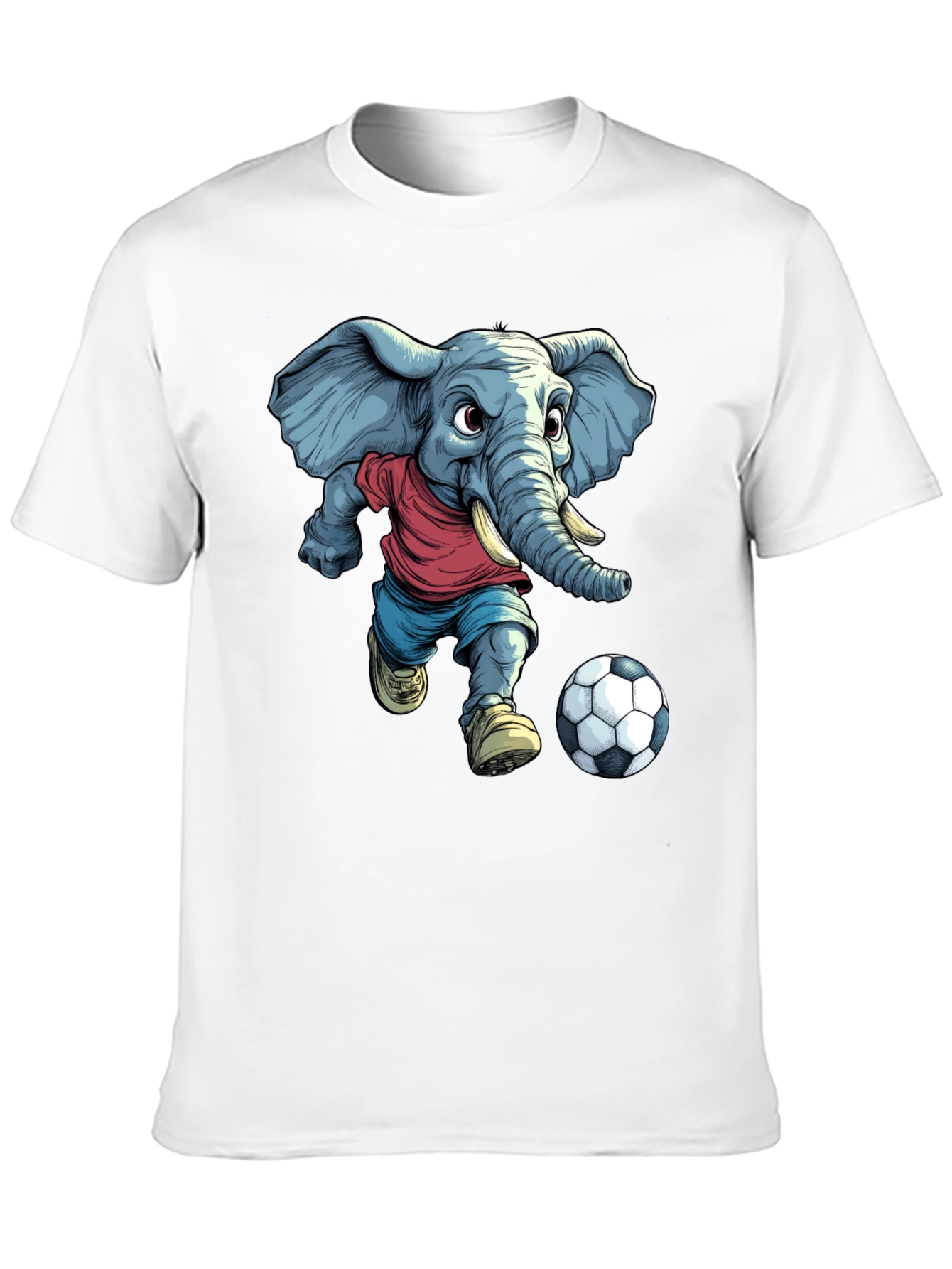 Elephant Soccer T-Shirt - Cartoon Graphic Tee