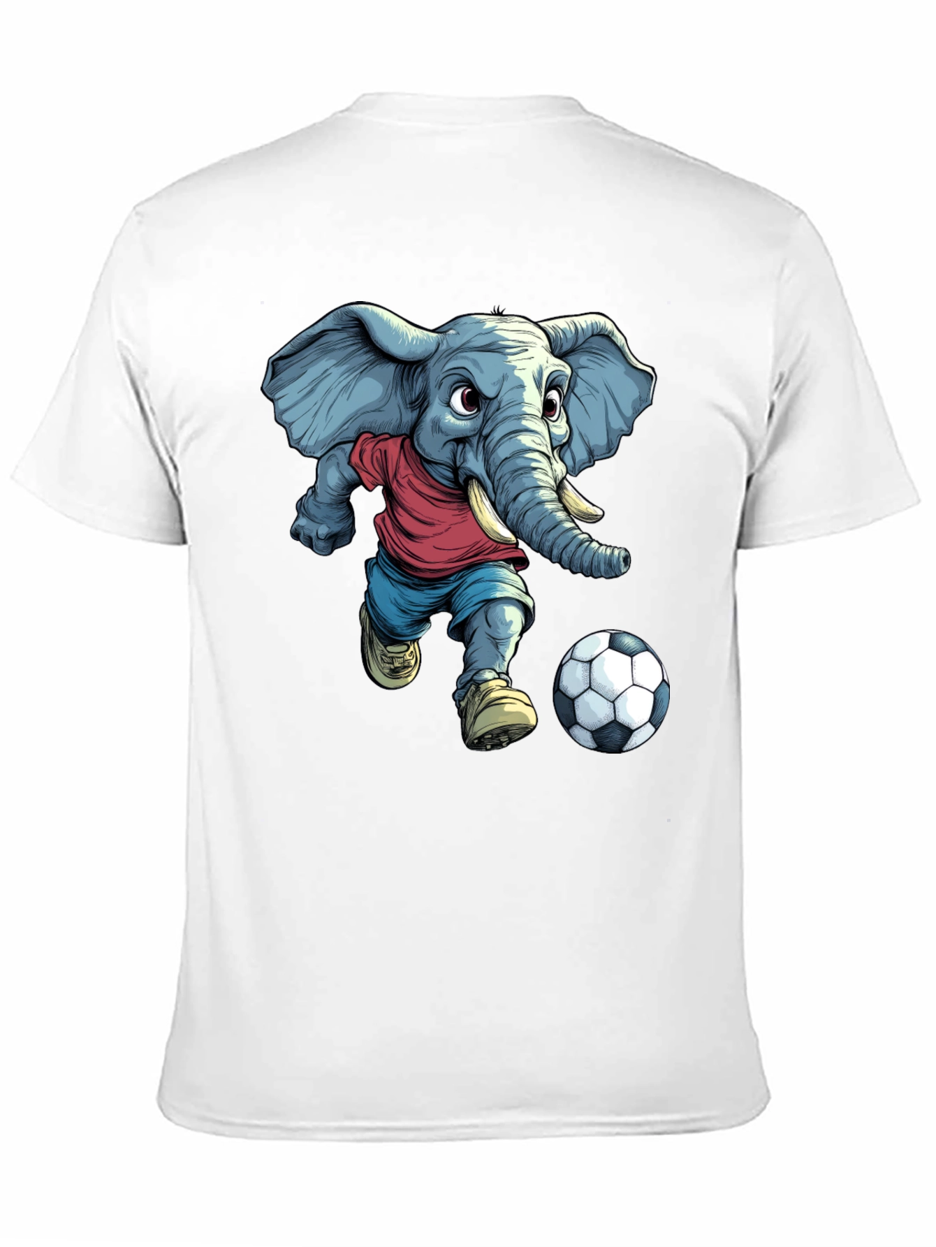 Elephant Soccer T-Shirt - Cartoon Graphic Tee