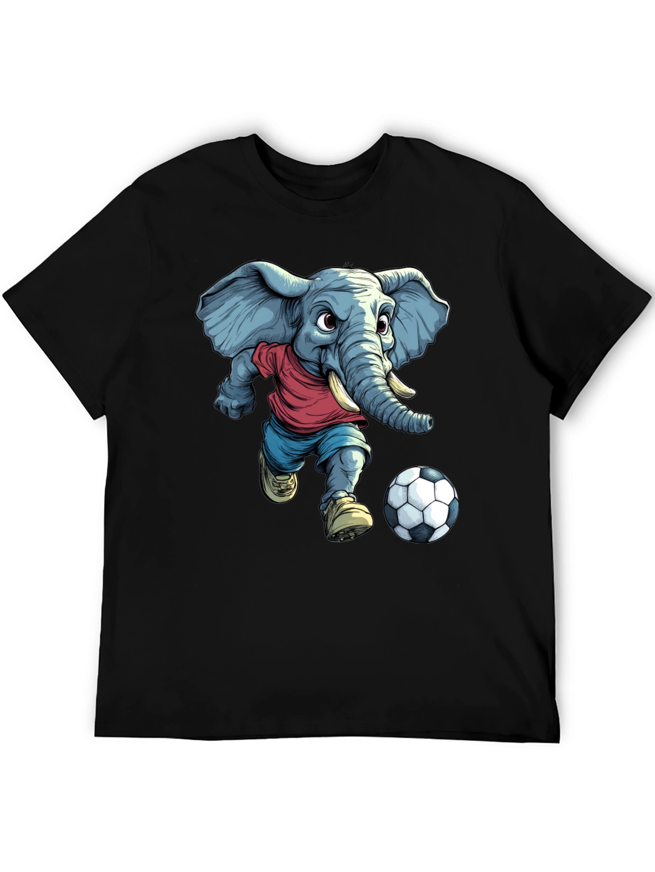 Elephant Soccer T-Shirt - Cartoon Graphic Tee