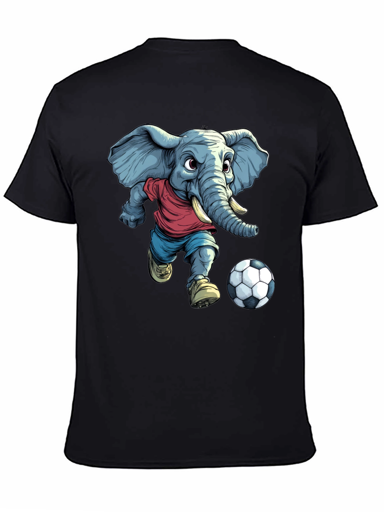 Elephant Soccer T-Shirt - Cartoon Graphic Tee