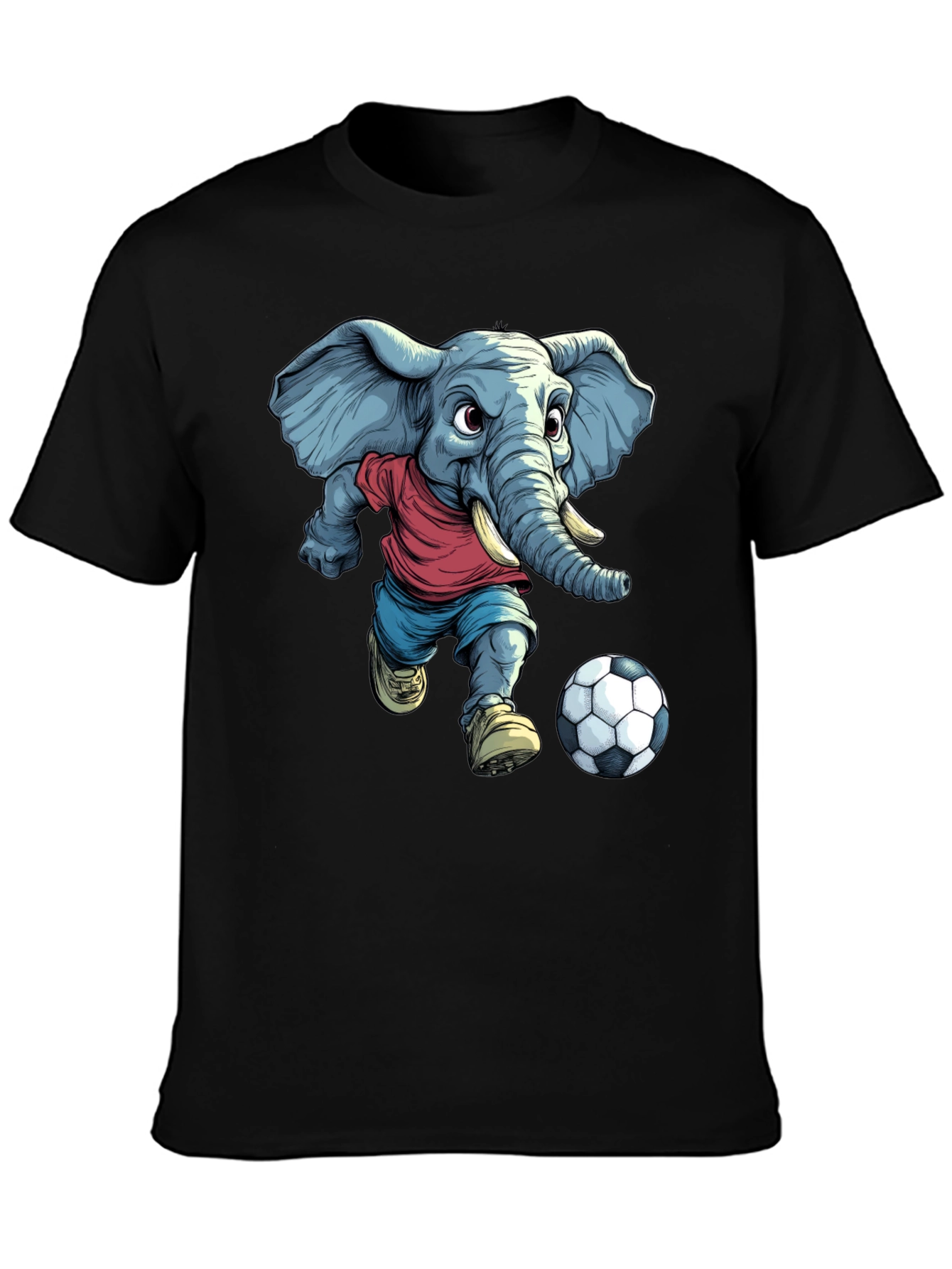 Elephant Soccer T-Shirt - Cartoon Graphic Tee