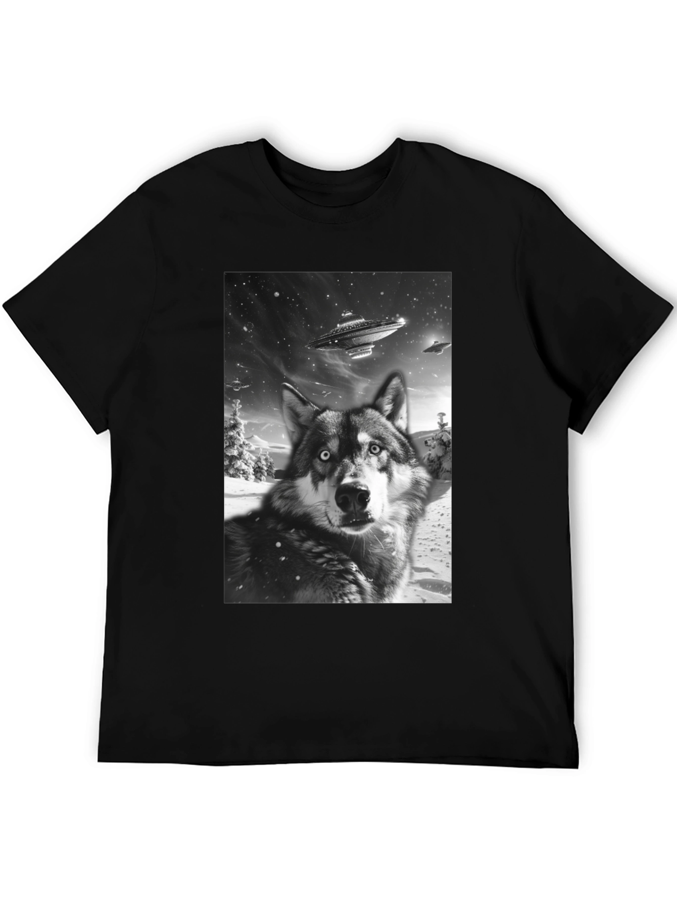 Wolf UFO Black T-Shirt