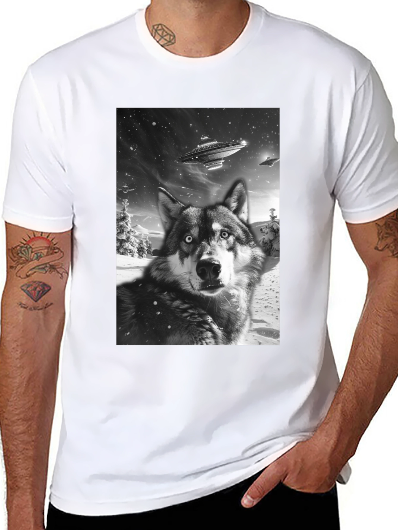 Wolf UFO Black T-Shirt