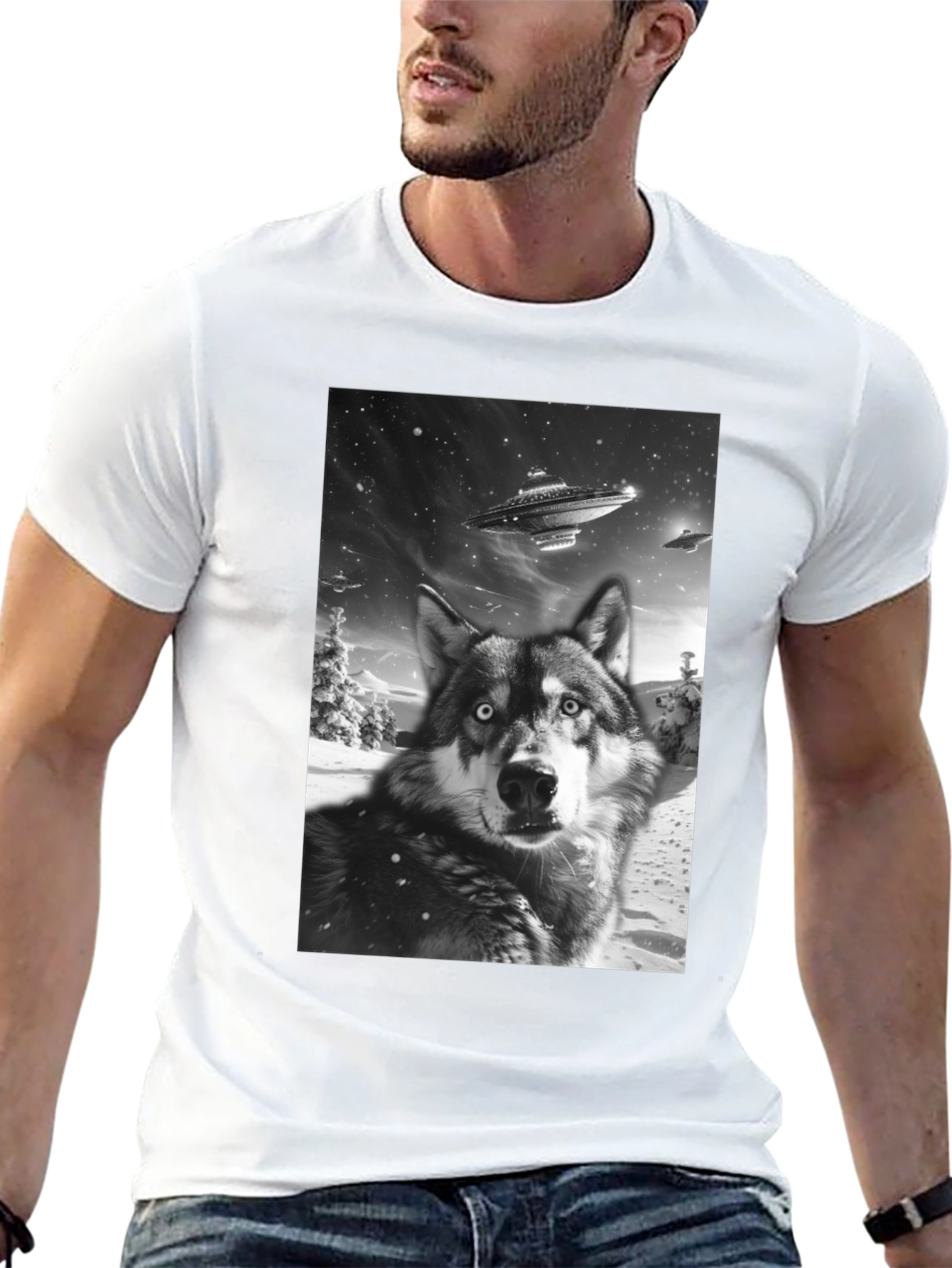 Wolf UFO Black T-Shirt
