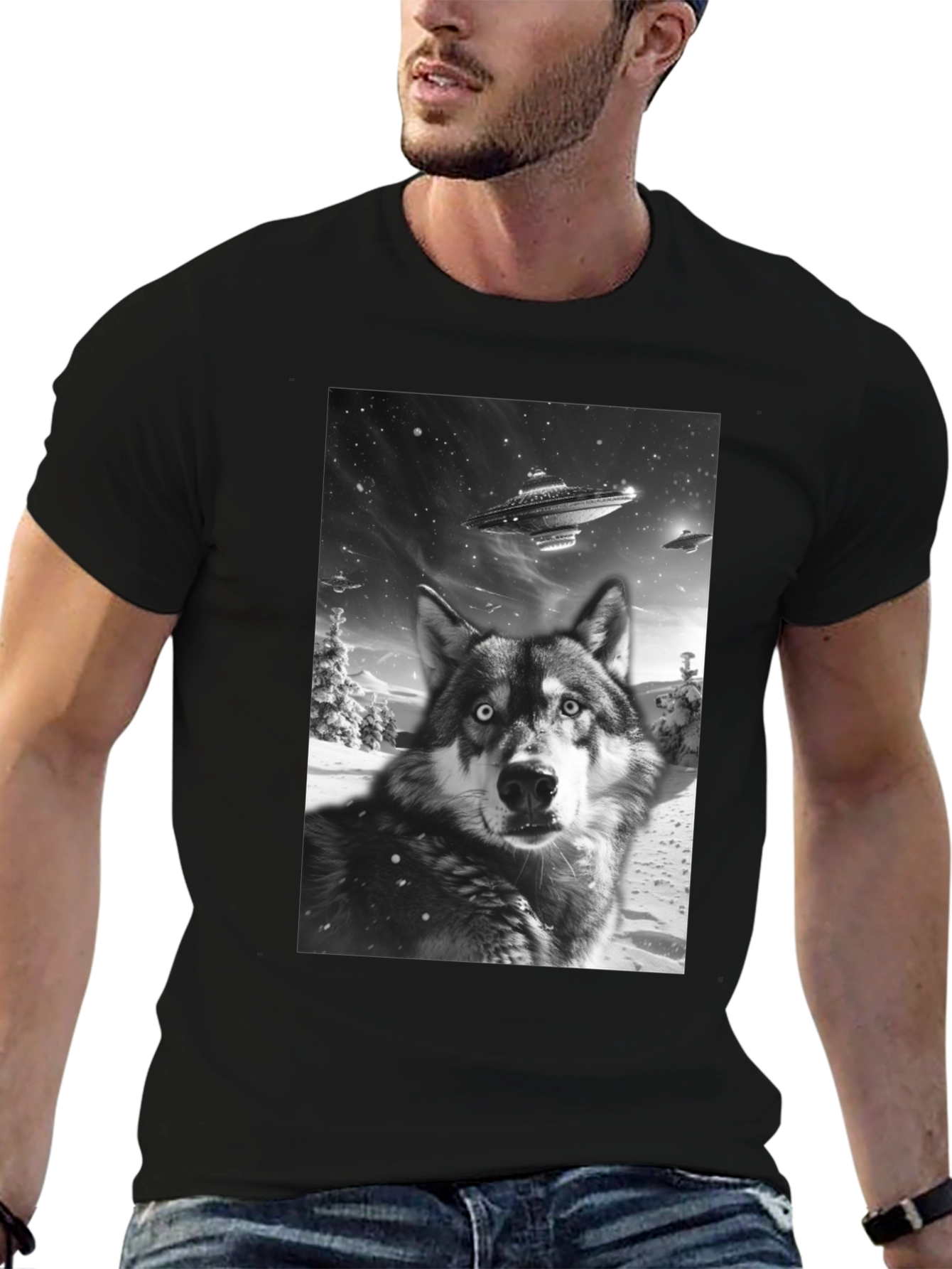 Wolf UFO Black T-Shirt