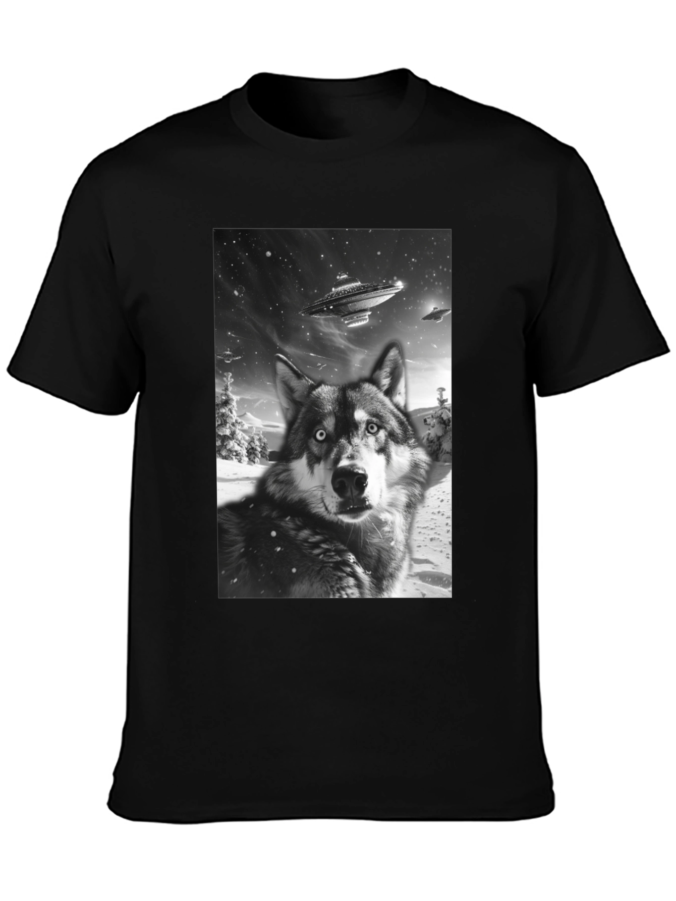 Wolf UFO Black T-Shirt