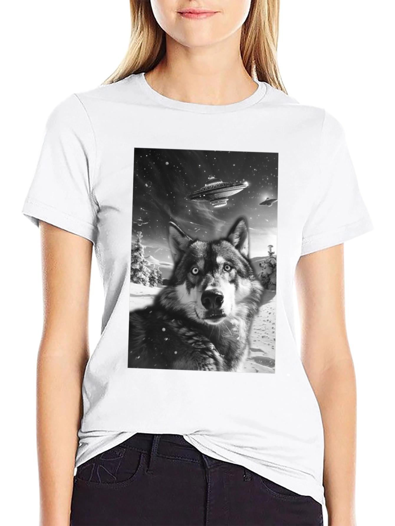 Wolf UFO Black T-Shirt