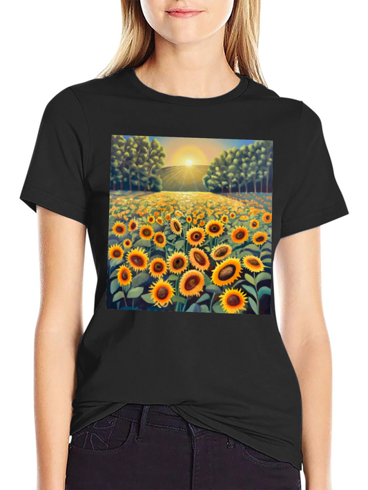 Sunflower Field Graphic Tee - Stylish & Comfortable
