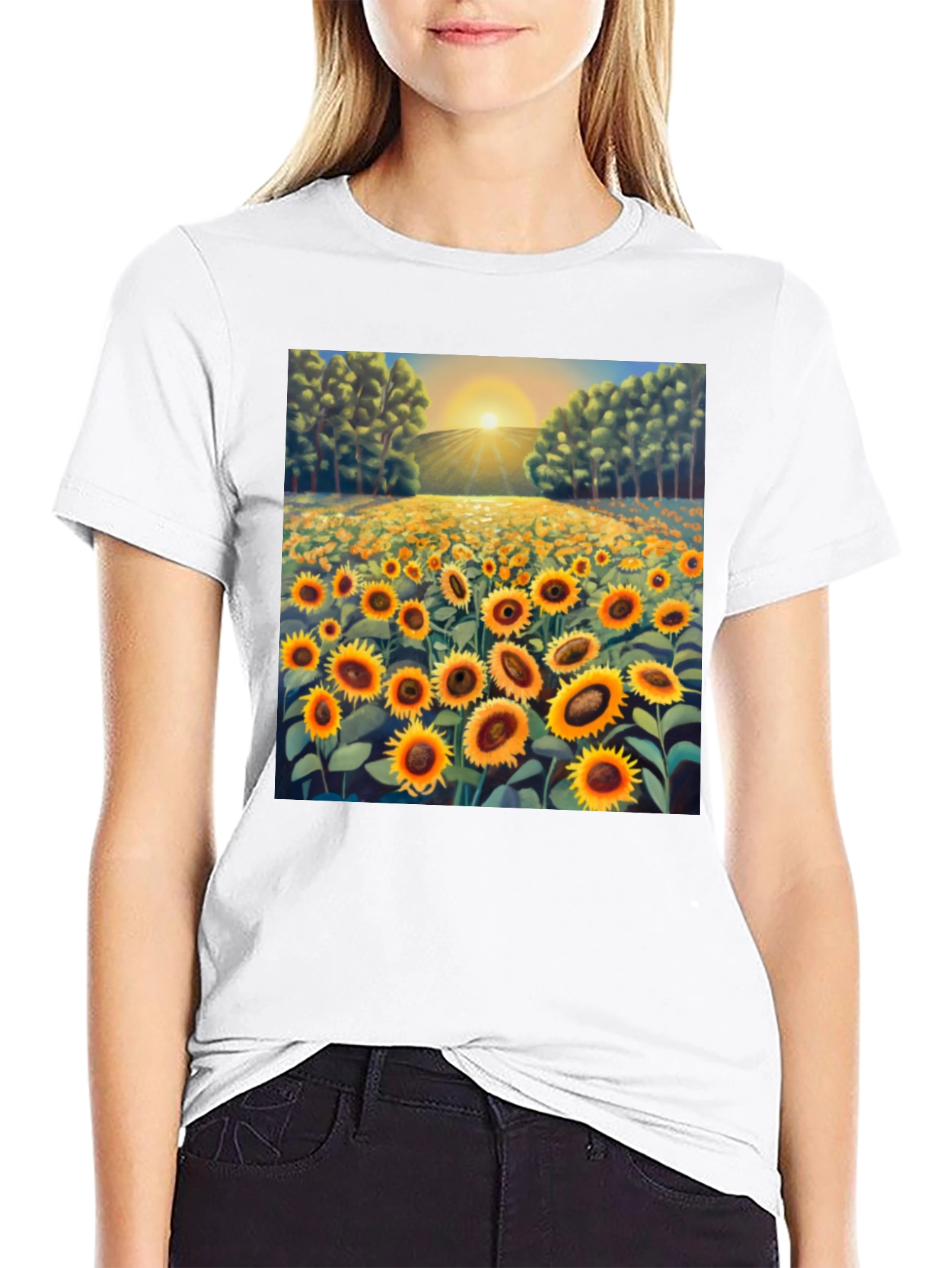 Sunflower Field Graphic Tee - Stylish & Comfortable