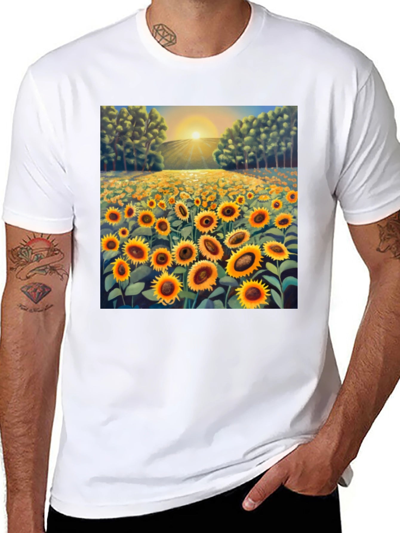 Sunflower Field Graphic Tee - Stylish & Comfortable