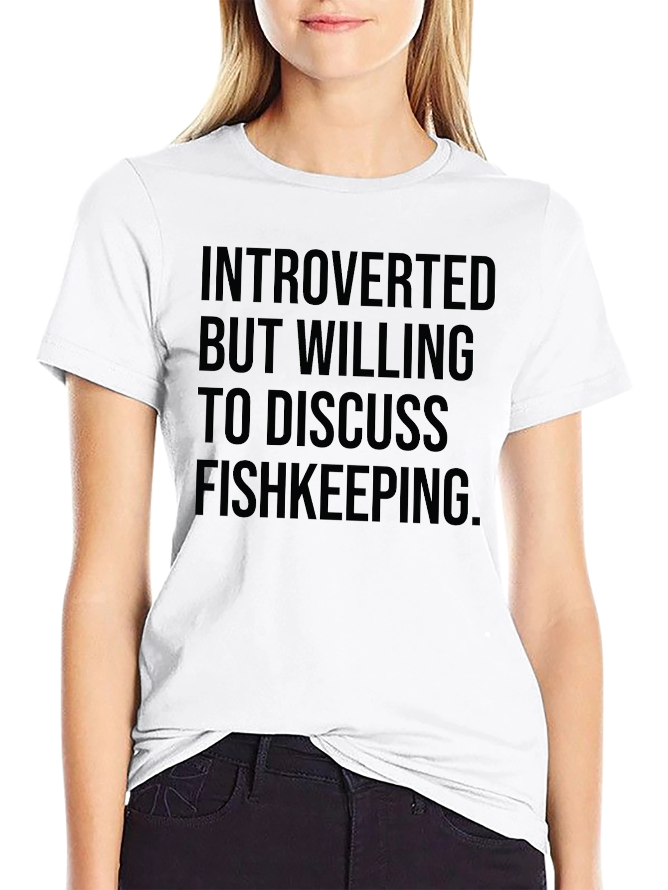 Introverted Fishkeeping T-Shirt - Black Cotton Blend