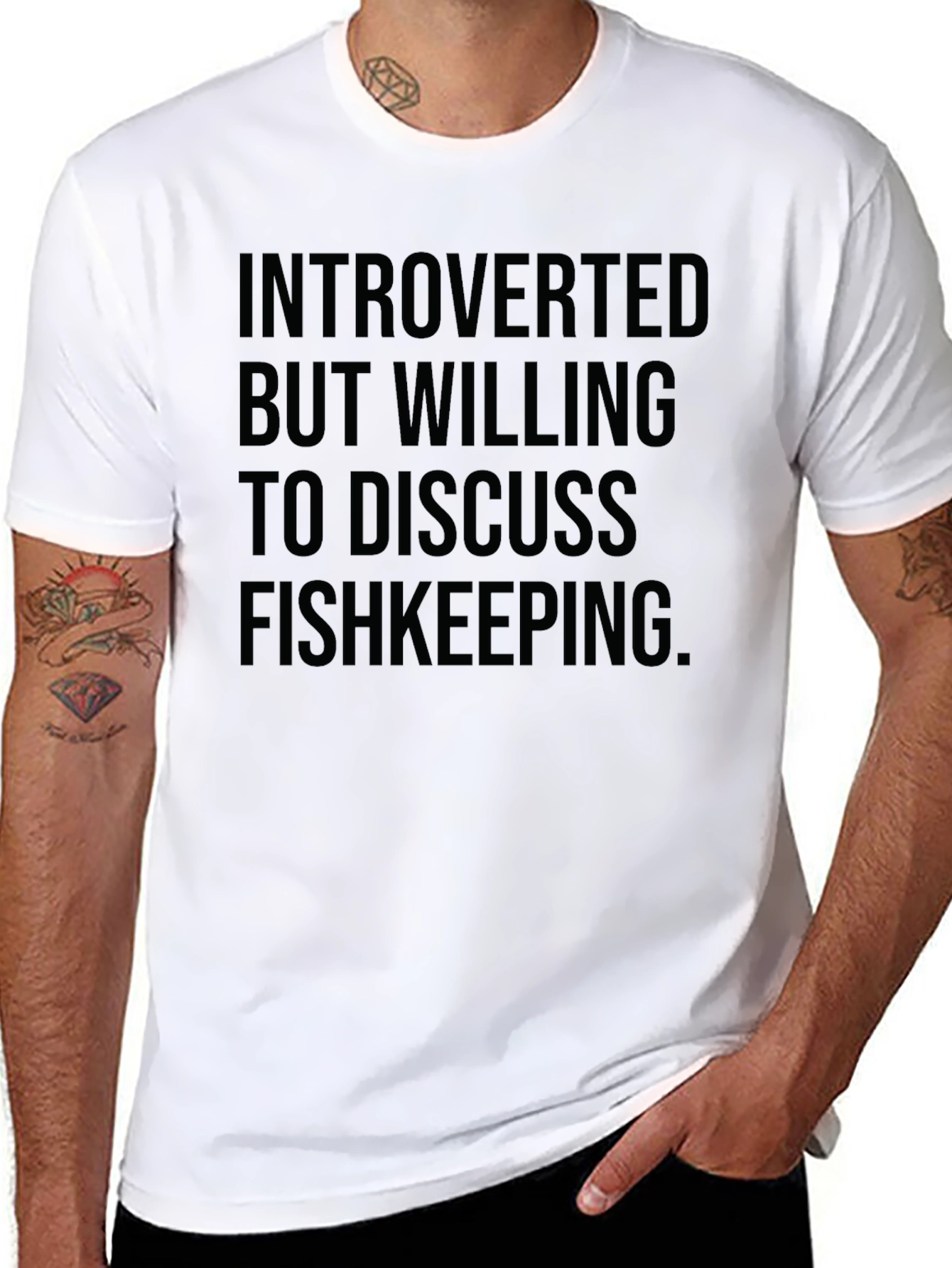 Introverted Fishkeeping T-Shirt - Black Cotton Blend