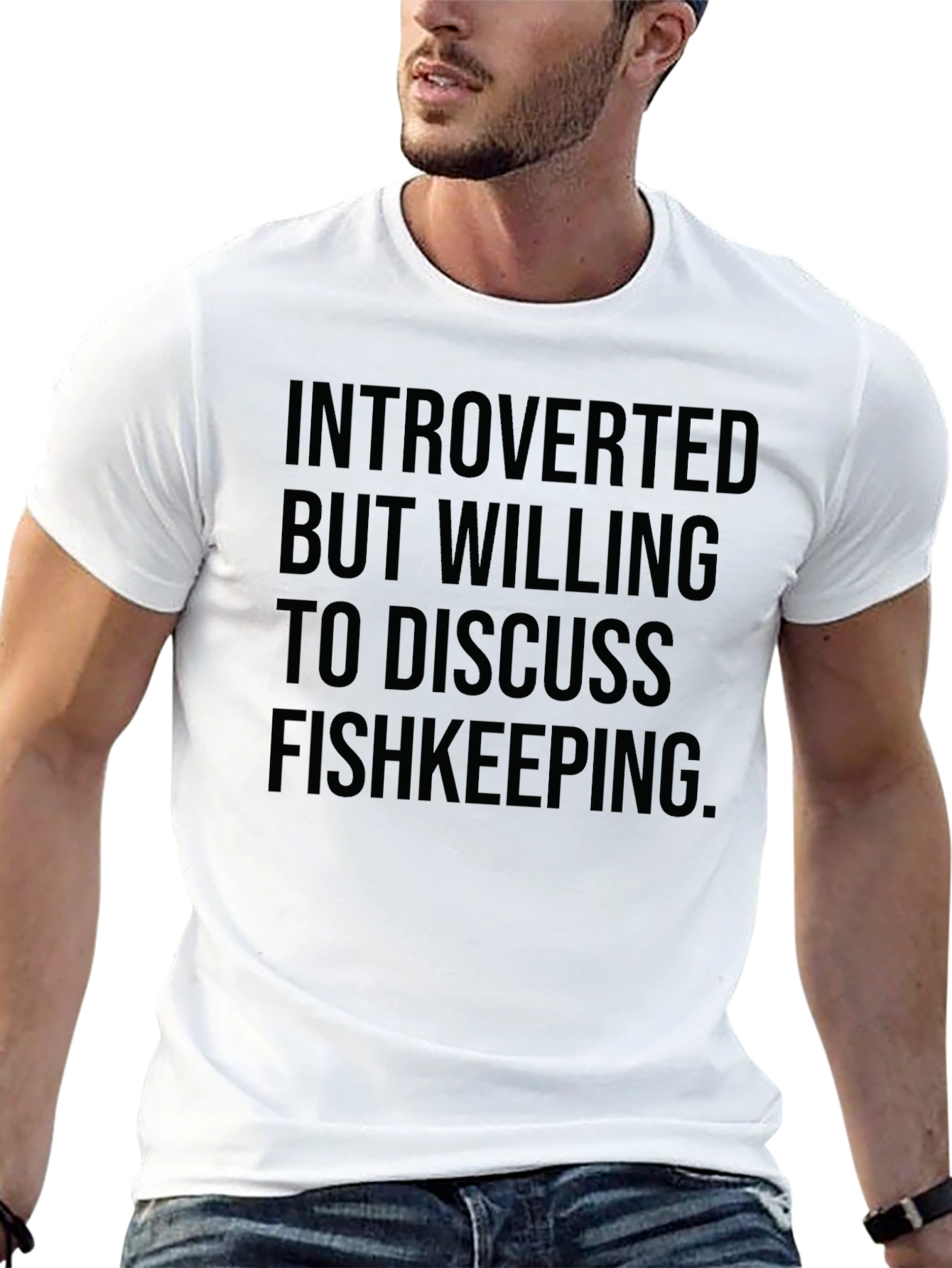 Introverted Fishkeeping T-Shirt - Black Cotton Blend