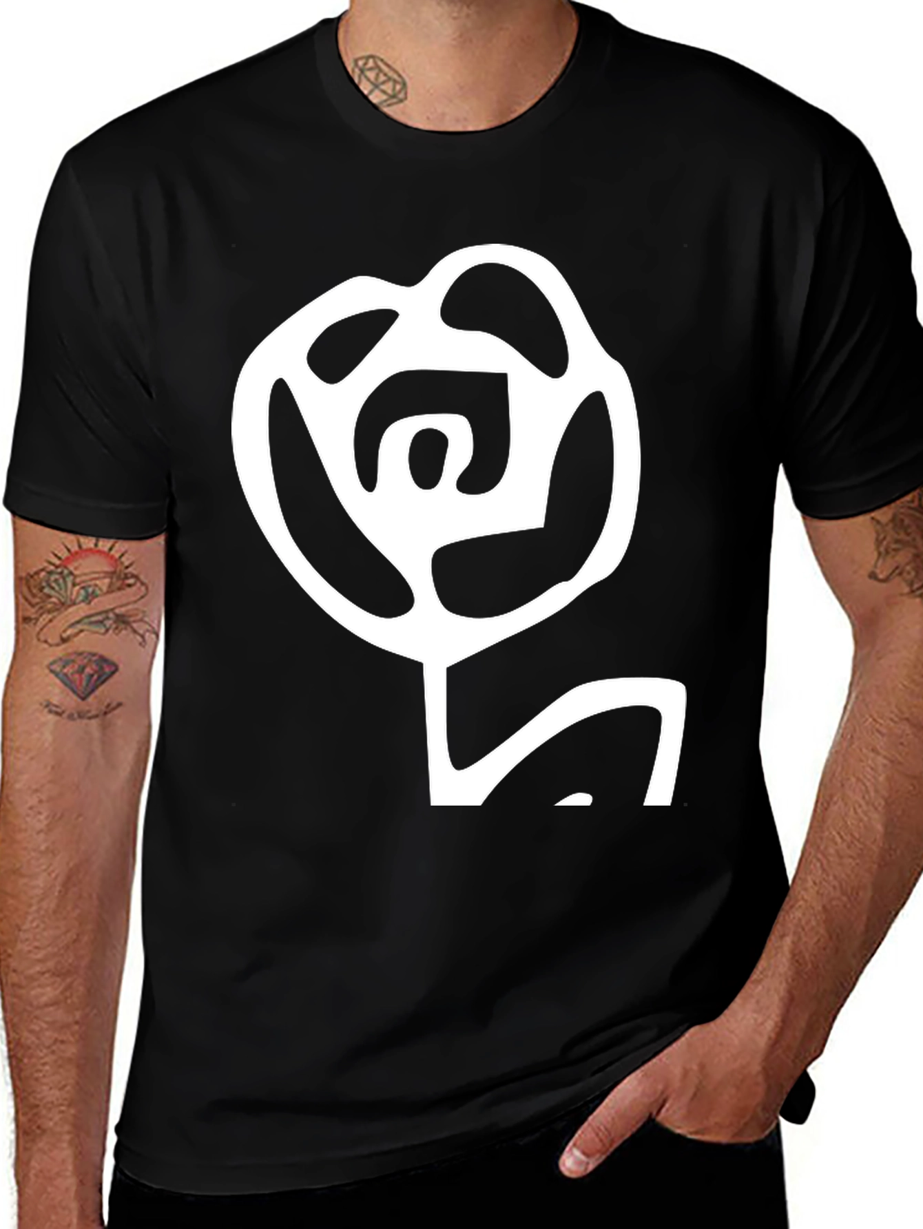 Abstract Rose Graphic Black T-Shirt