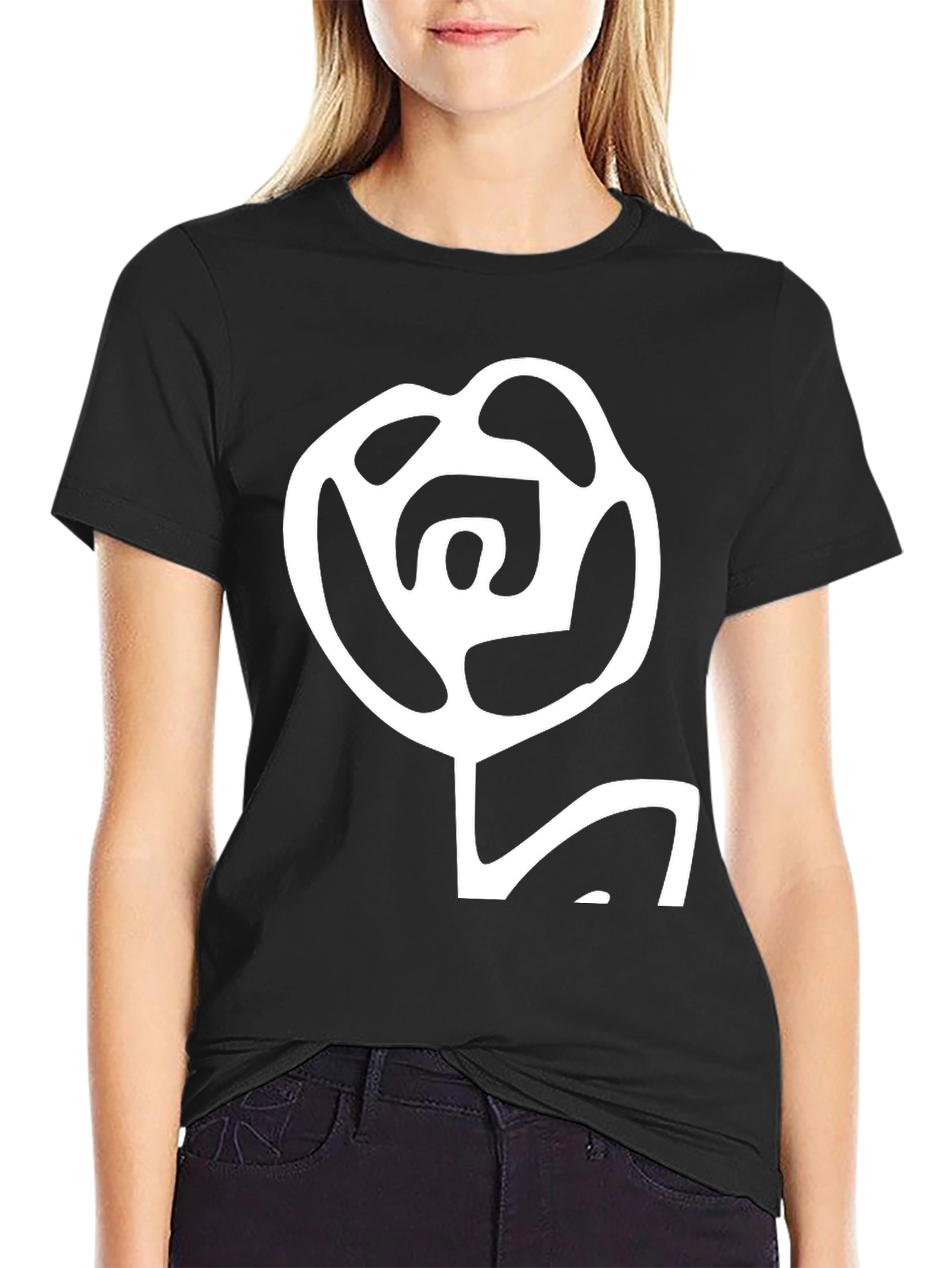 Abstract Rose Graphic Black T-Shirt