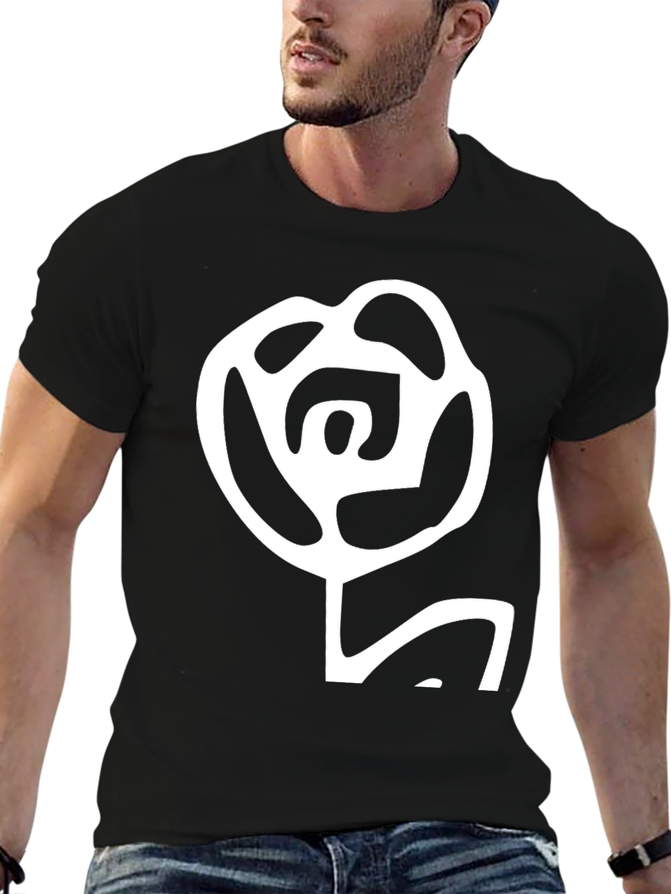 Abstract Rose Graphic Black T-Shirt