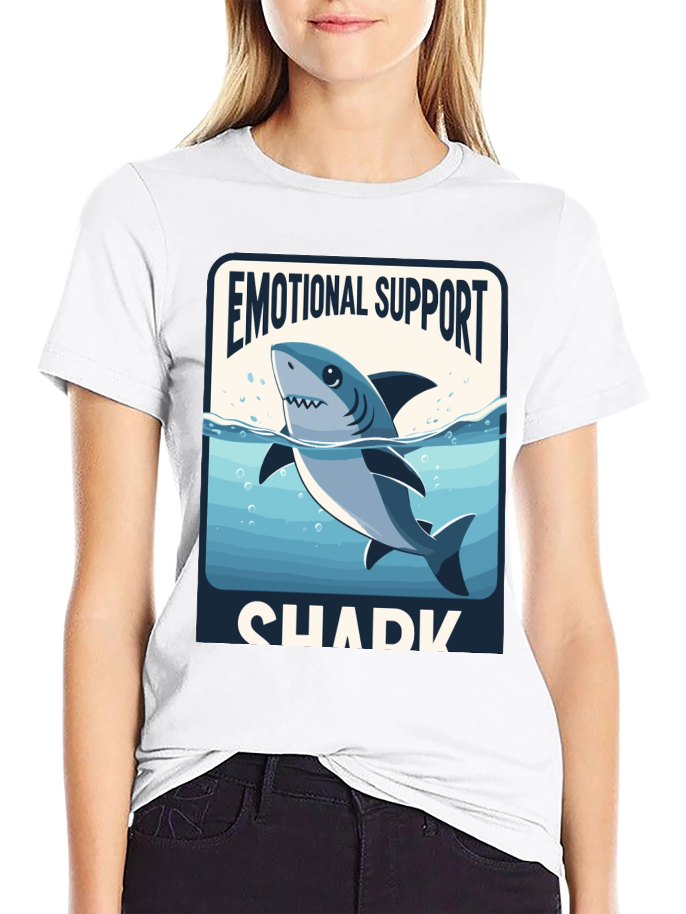 Emotional Support Shark T-Shirt - Funny Graphic Tee