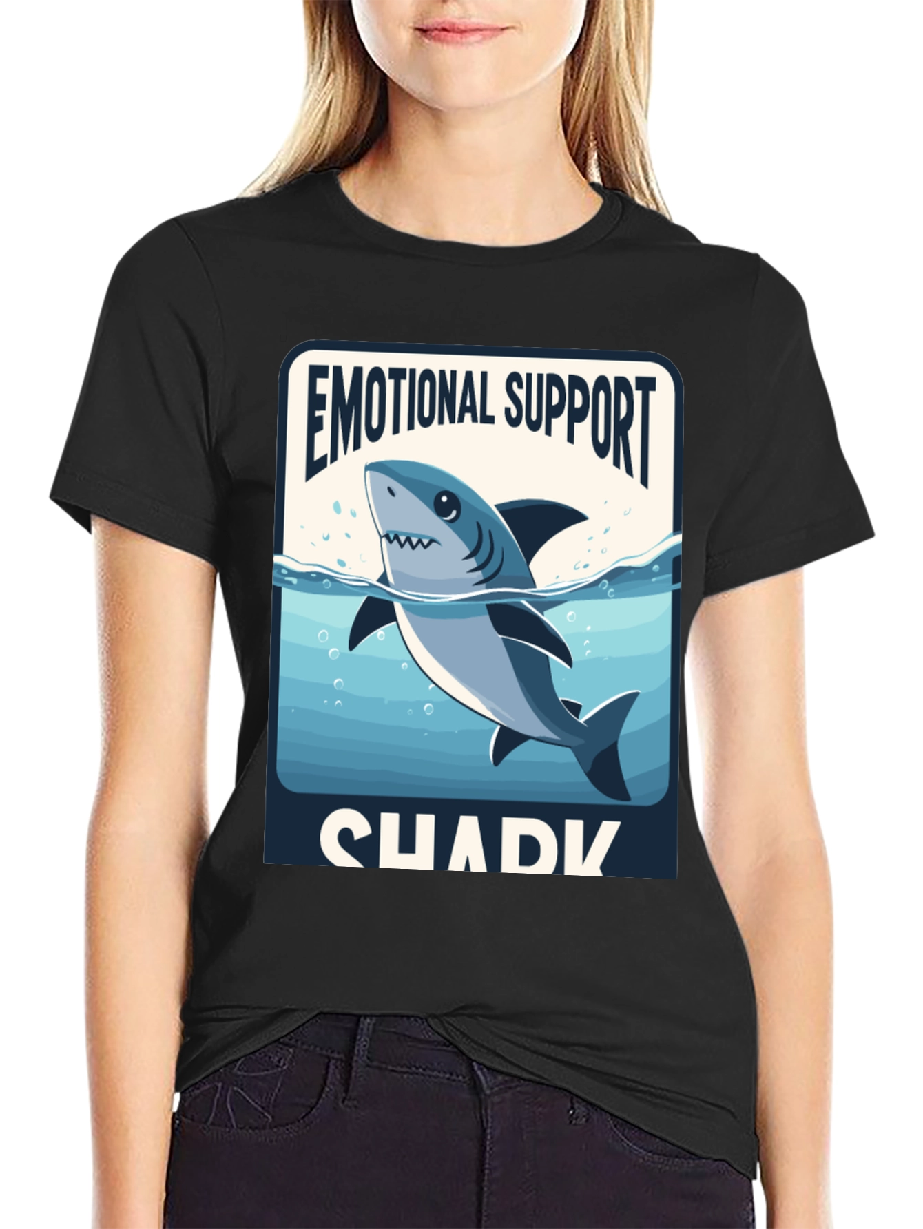 Emotional Support Shark T-Shirt - Funny Graphic Tee