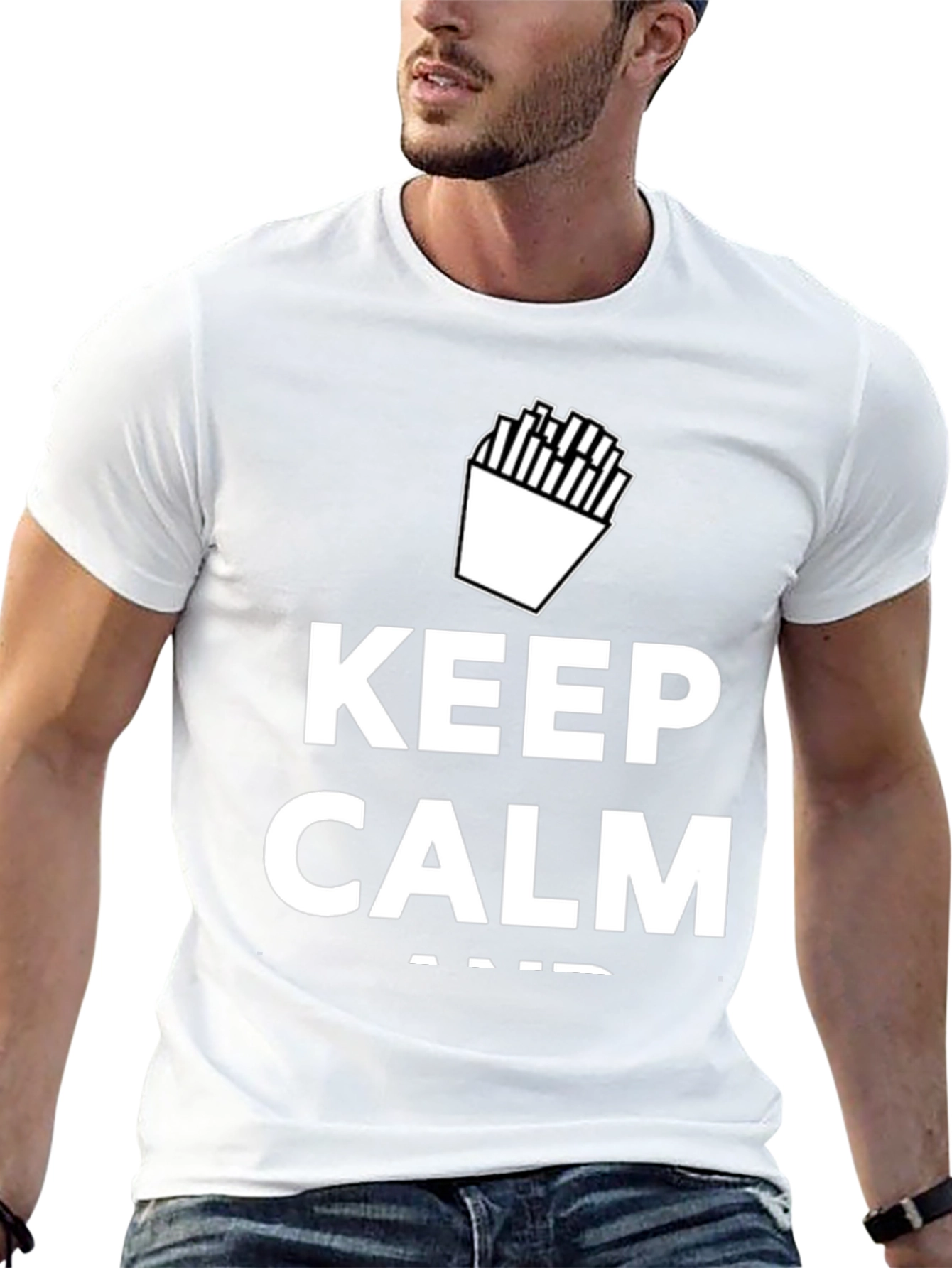 Keep Calm and Eat Fries Black T-Shirt