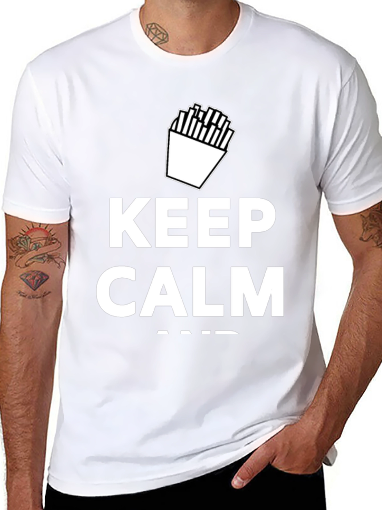 Keep Calm and Eat Fries Black T-Shirt